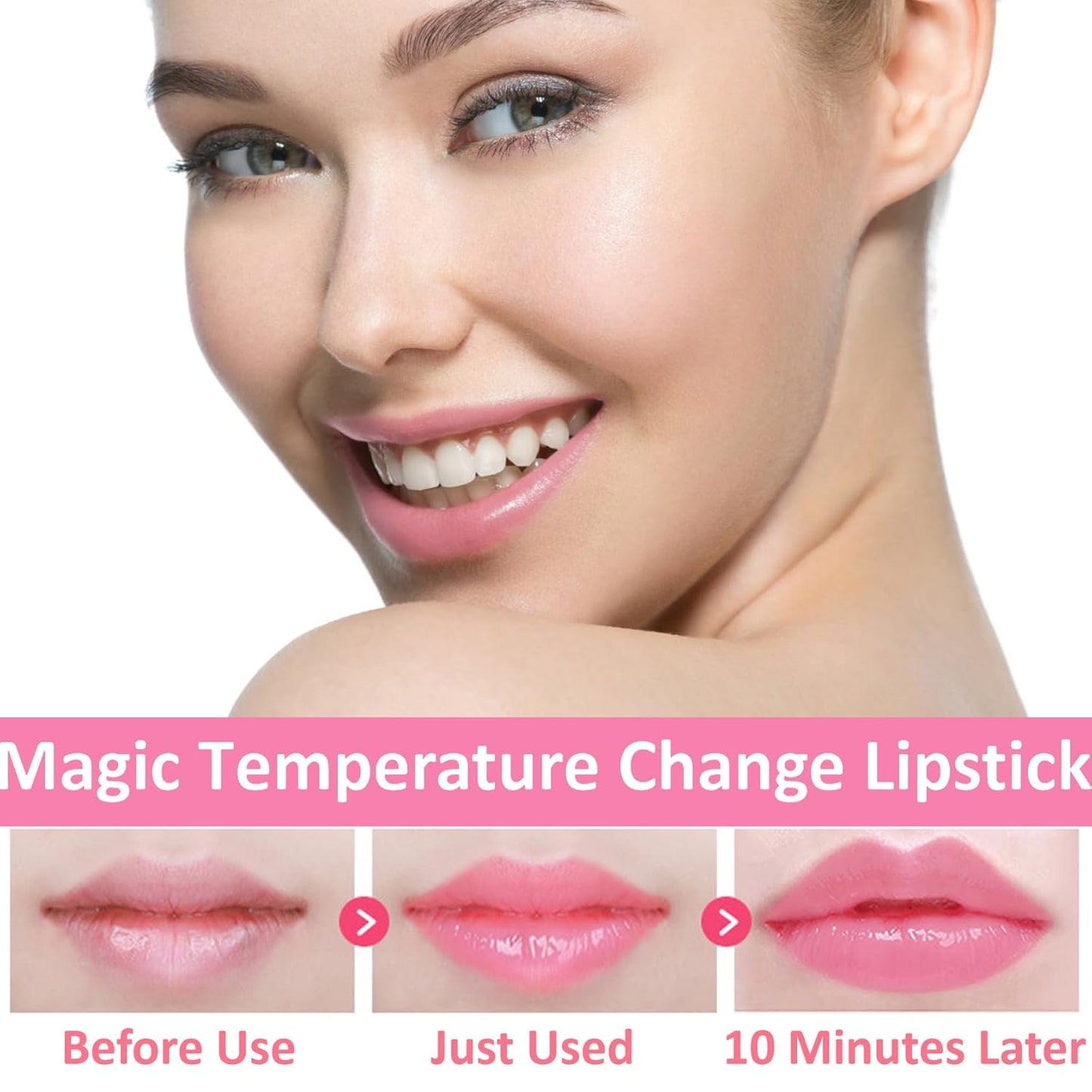 1 Pack Crystal Flower Jelly Lipstick,Magic Color Changing Lipstick,PH Clear Temperature Color Changing Lip Gloss,Lip Balm,Long Lasting Nourishing Moisturizing Lip Stick Set H02