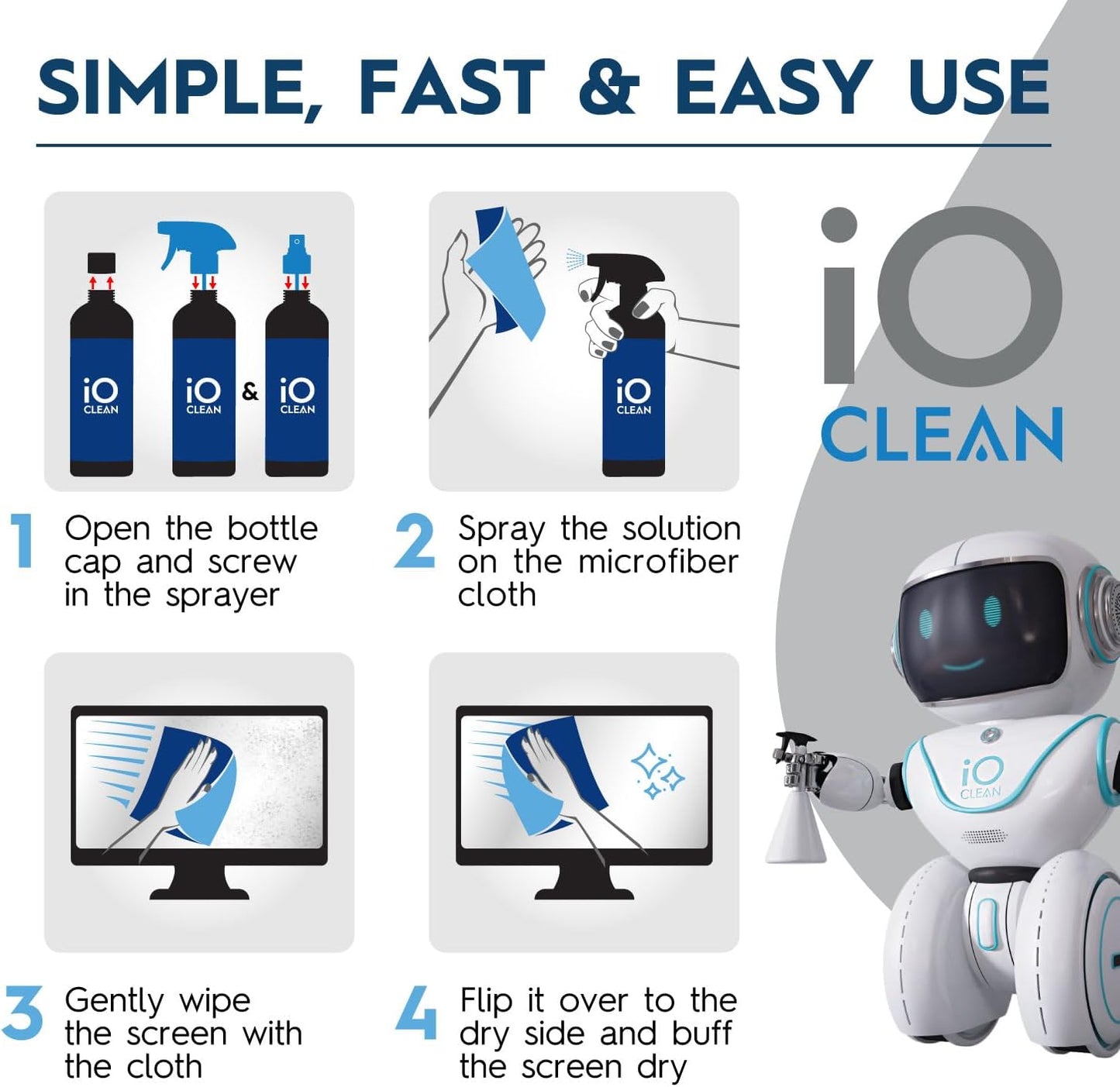 Screen Cleaner Spray (16oz + mini Cleaner) – Best Large Cleaning Kit for LCD LED OLED TV, Smartphone, iPad, Laptop, Touchscreen, Computer Monitor, Electronic Devices, Microfiber Cloth and 2 Nozzles