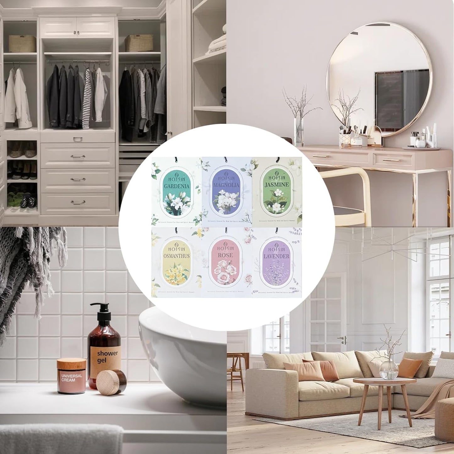 12 Packs Floral Scented Sachets for Drawer and Closet, Long-Lasting Air Freshener Sachets Bags Drawer deodorizers Fresh Scents, Home Fragrance for Lover(Floral 6 Scent)