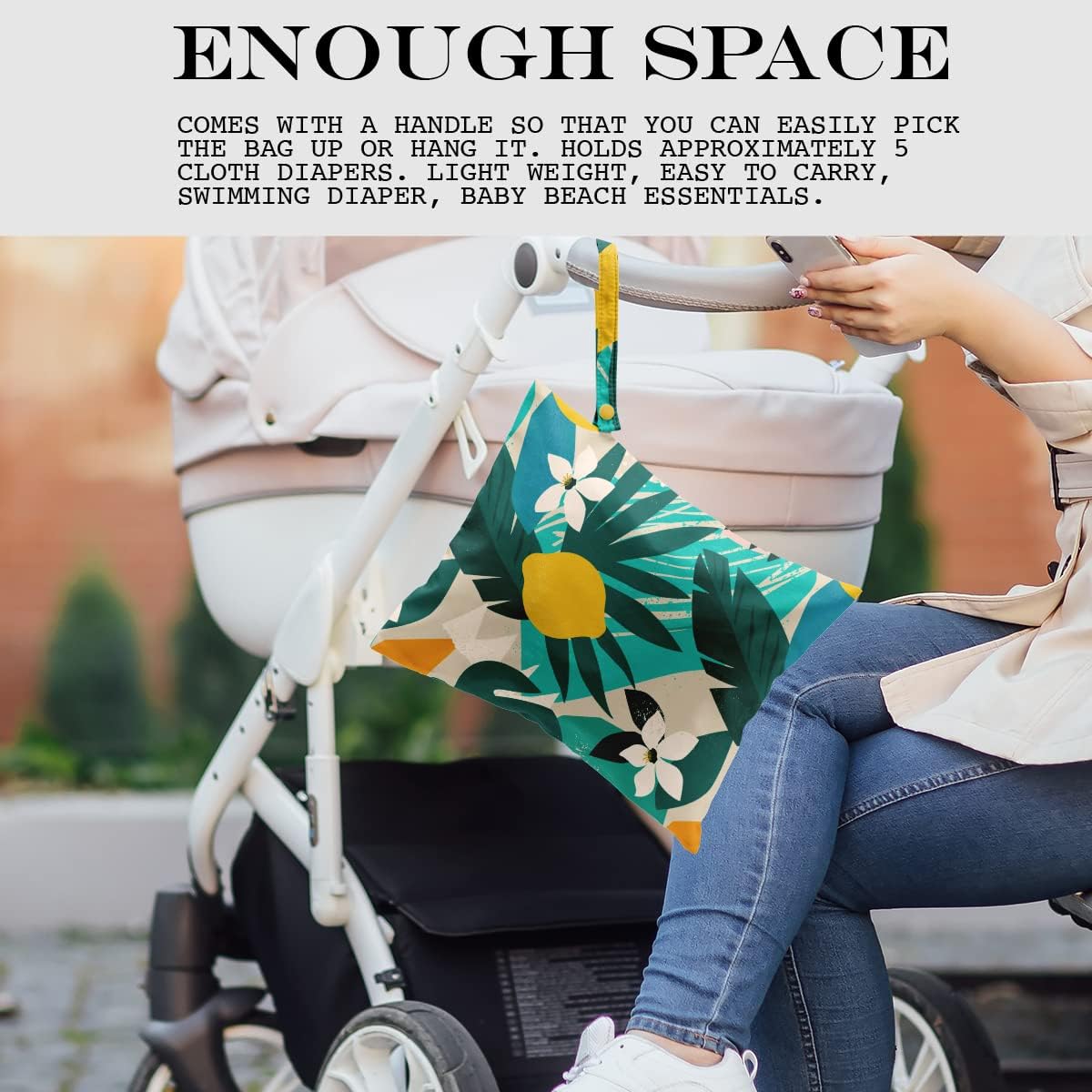 Wet Dry Bag Wet Bag for Swimsuit Travel Beach Pool Stroller Diapers Dirty Yoga Gym Clothes Makeup Bag Waterproof Tropical Palm Leaves Decor Jungle Palm Leaf Favors