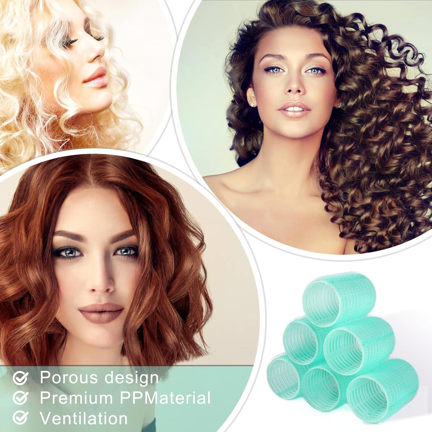 12 Piece Hair Roller Set with Clips, Self Grip Hair Rollers Hair Curler for Long Medium Short Hair, Random Color (3.6cm)