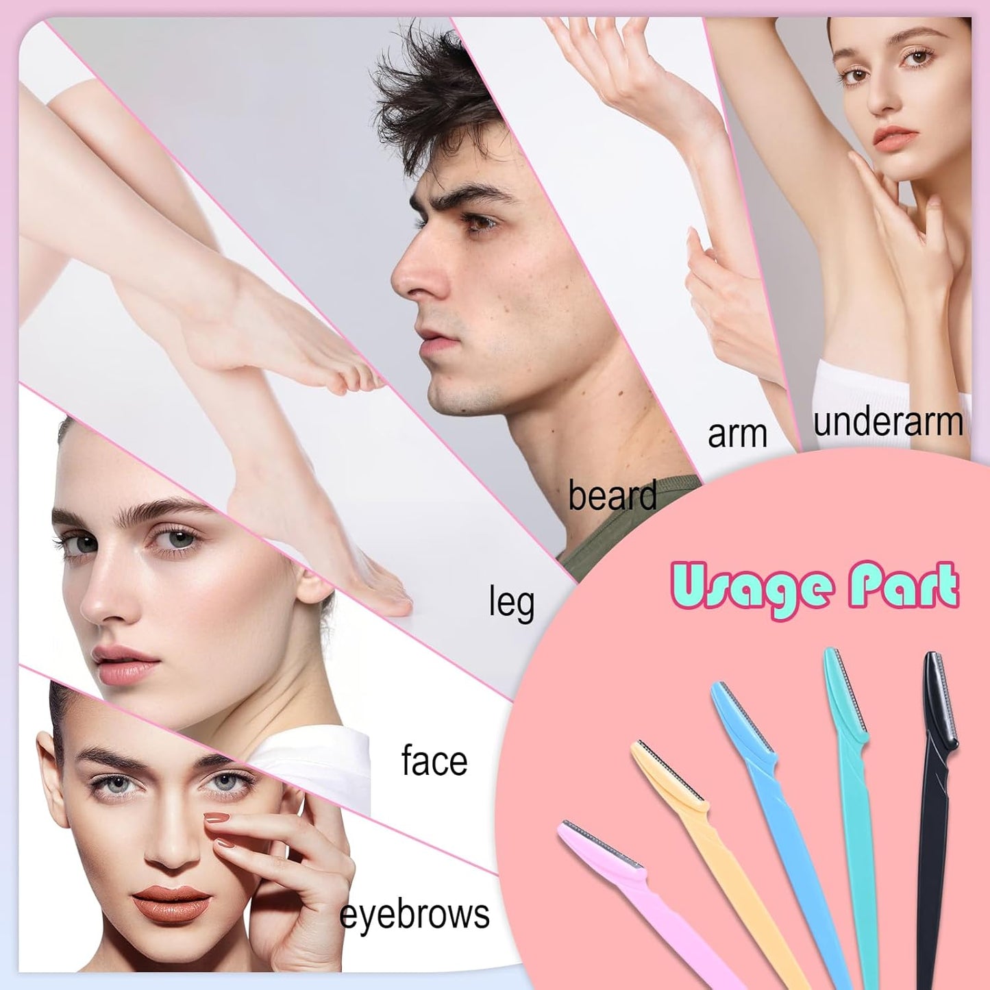 15-Piece Value Pack Men's and Women's Beauty Tool Set: Men's Disposable Razors + Women's Disposable Eyebrow Razors, Non-Slip Grip + Travel-Friendly