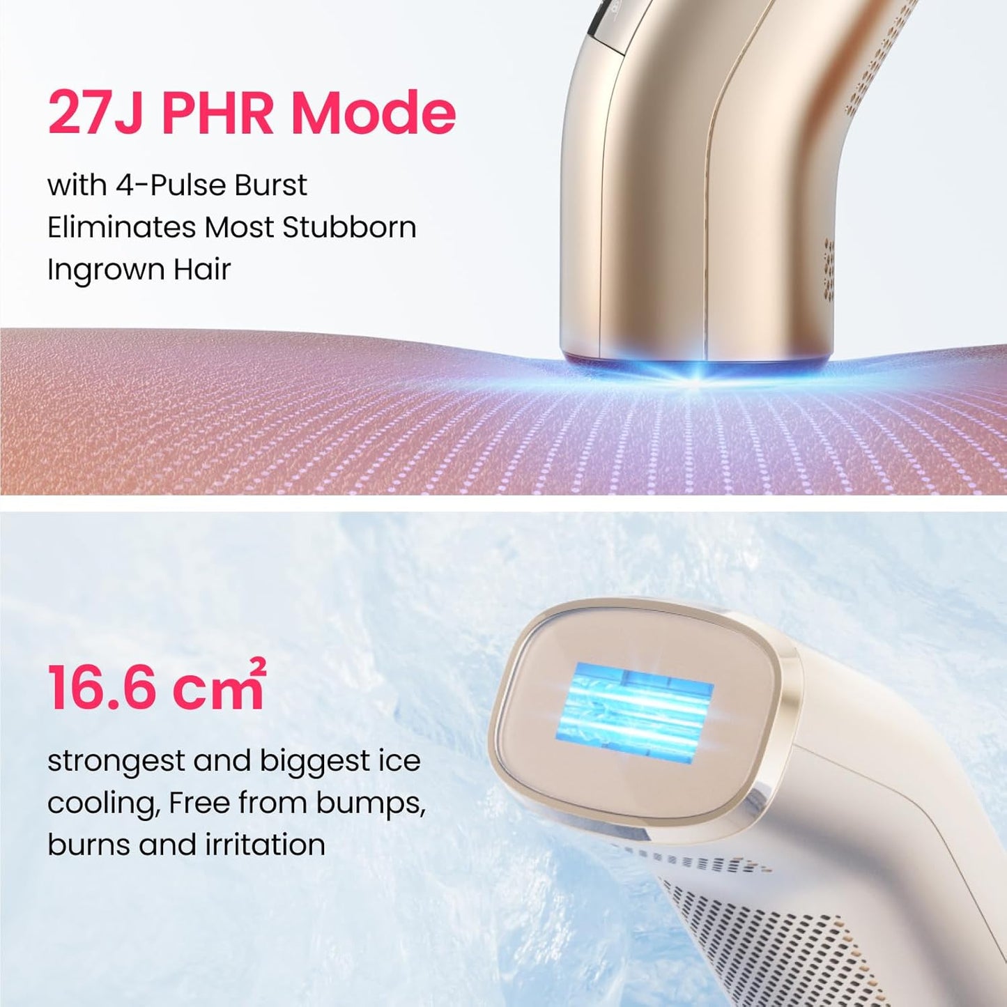(2025 New) IPL Laser Hair Removal for Women and Men, 2 Lights & 4-Pulse Modes, 2℃ Sapphire Ice Cooling for Sensitive Skin, Targets Ingrown Hair, Permanent Hair Reduction for Bikini, Face & Body