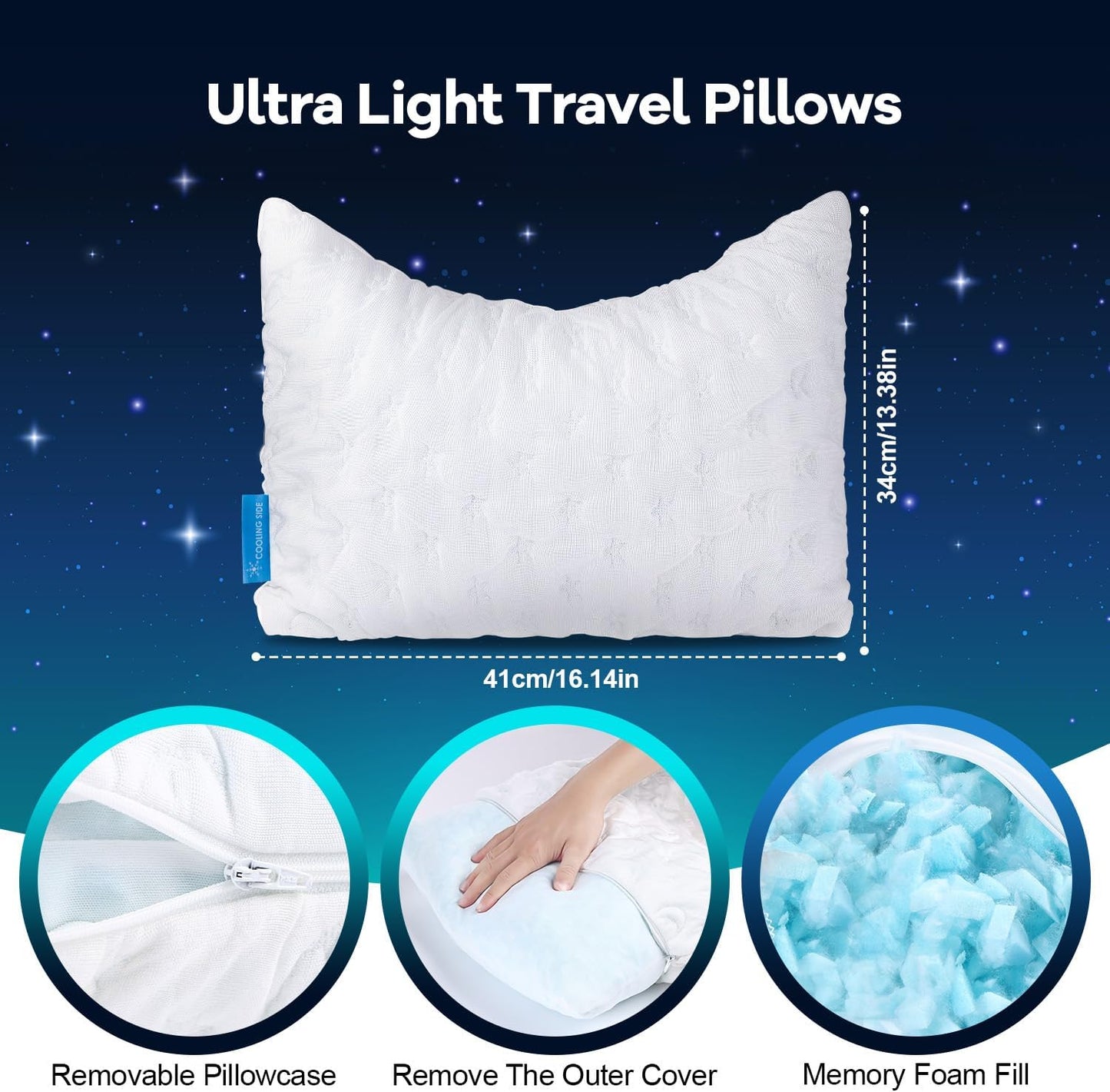 Cooling Side Sleeper Pillow for Neck and Shoulder Pain, Luxury Shredded Memory Foam Curved Bed Pillows for Sleeping Set of 1- Adjustable Travel Pillow Size- Washable Cover Crescent White