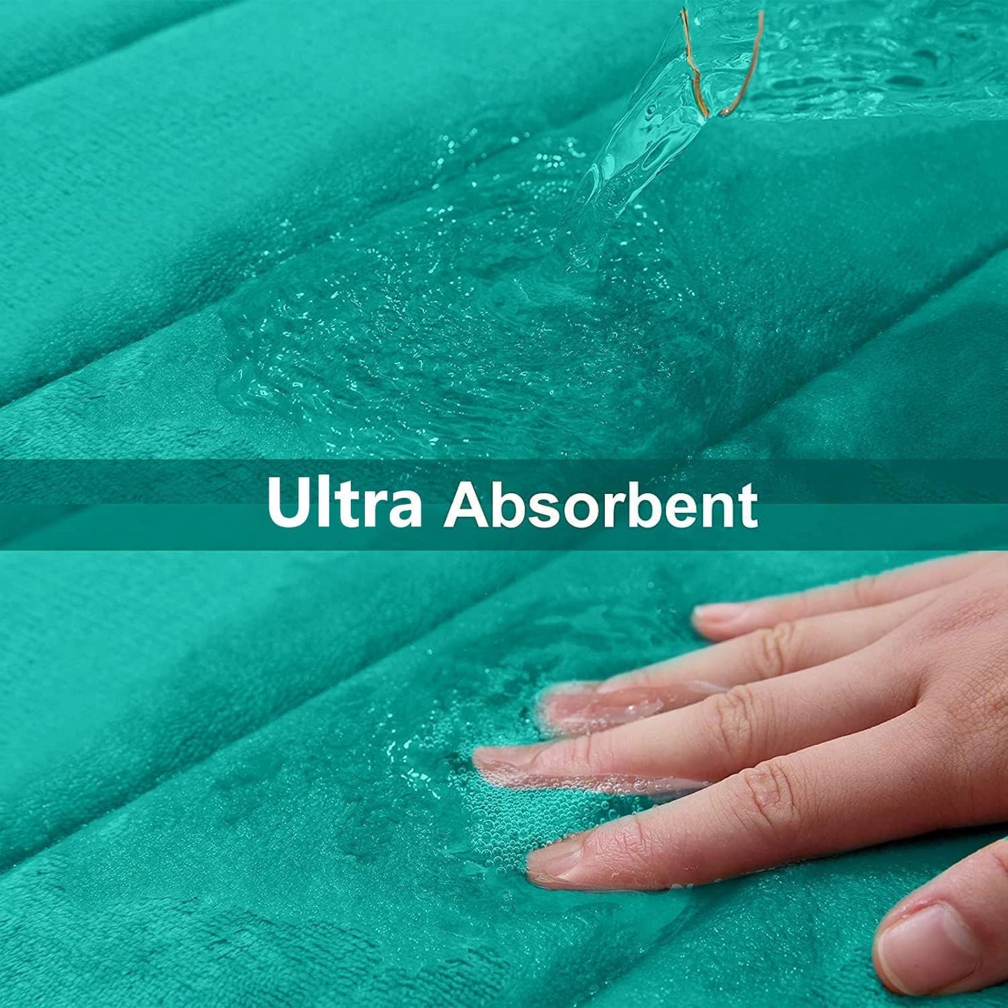 Buganda Memory Foam Bath Mat, 47" x 17", Ultra Soft and Non-Slip Bathroom Rugs, Water Absorbent and Machine Washable Bath Rug Runner for Bathroom, Shower, and Tub, Teal