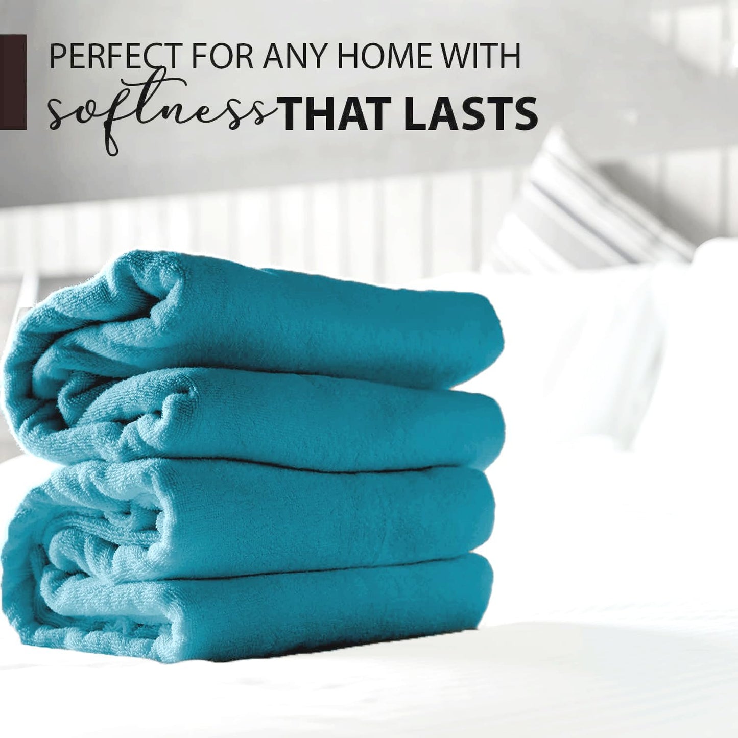 100% Cotton Bath Towels, 24x48 Pack of 6 Towels, Quick Dry, Highly Absorbent, Soft Feel Towel, Gym, Spa, Bathroom, Shower, Pool, Luxury Soft Towels (Teal, KC-2448-6-TEAL)