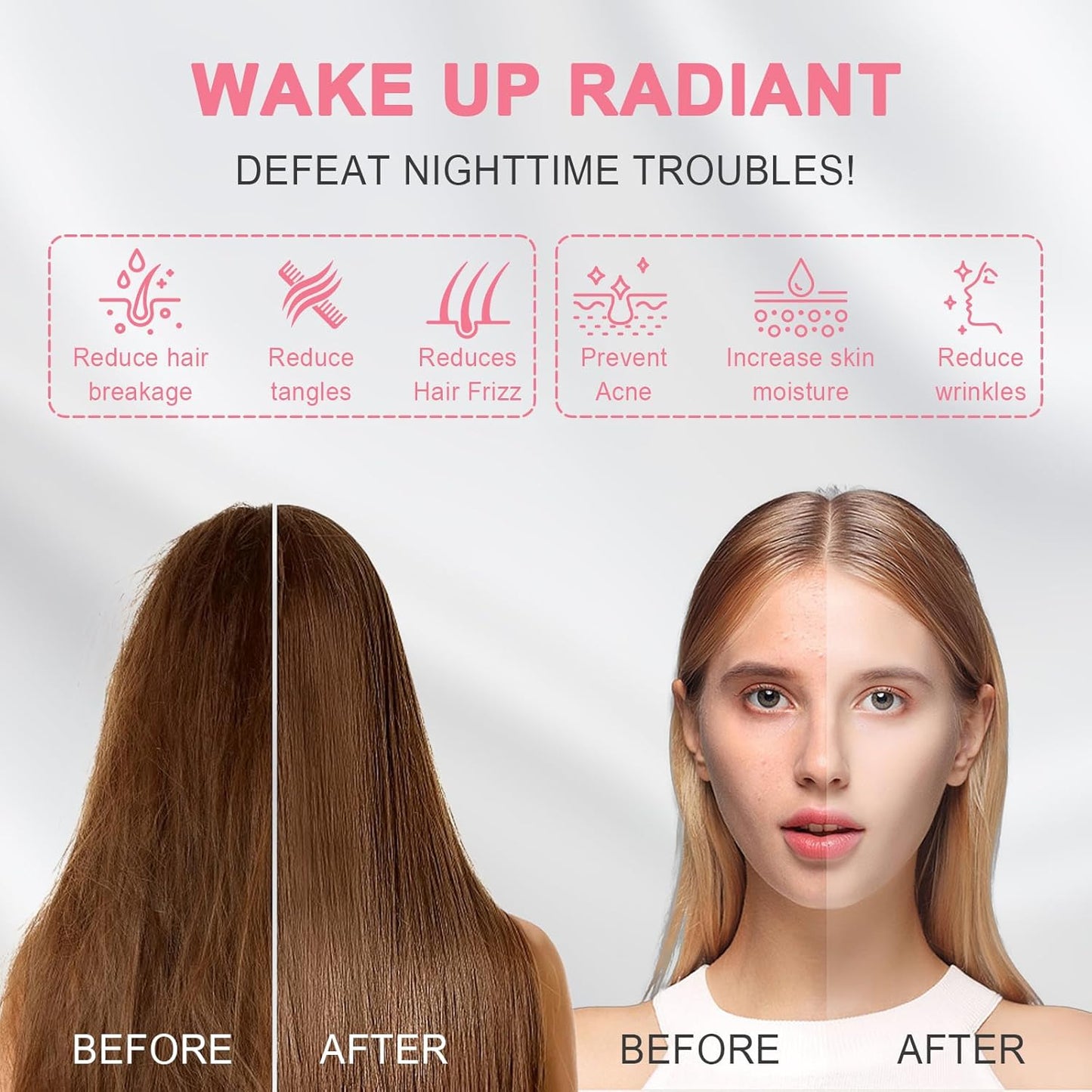 100% Silk Pillowcase 2 Pack for Hair and Skin, Both Sides 23 Momme Grade 6A+ Mulberry Silk Pillowcases with Hidden Zipper, Soft&Smooth Cooling Pillow Cases (Red, King 20×36)