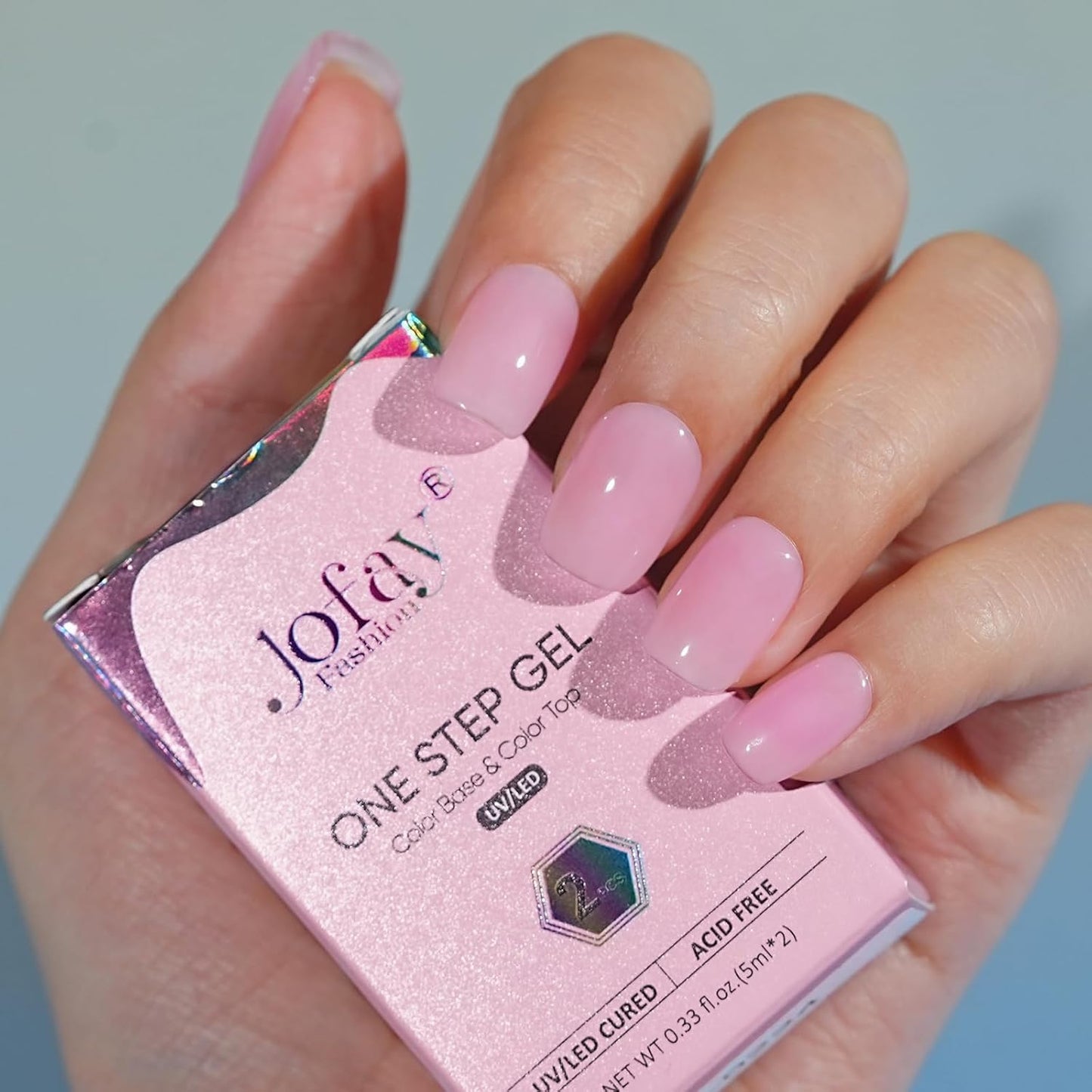 Jofay Fashion Pink Gel Nail Polish 10ml - All-in-One Step Gel Polish Soak Off LED/U V Lamp DIY Salon Manicure at Home Long Lasting Glossy Finish Home Nail Salon Gift for Women & Girls (0.33 Fl Oz)