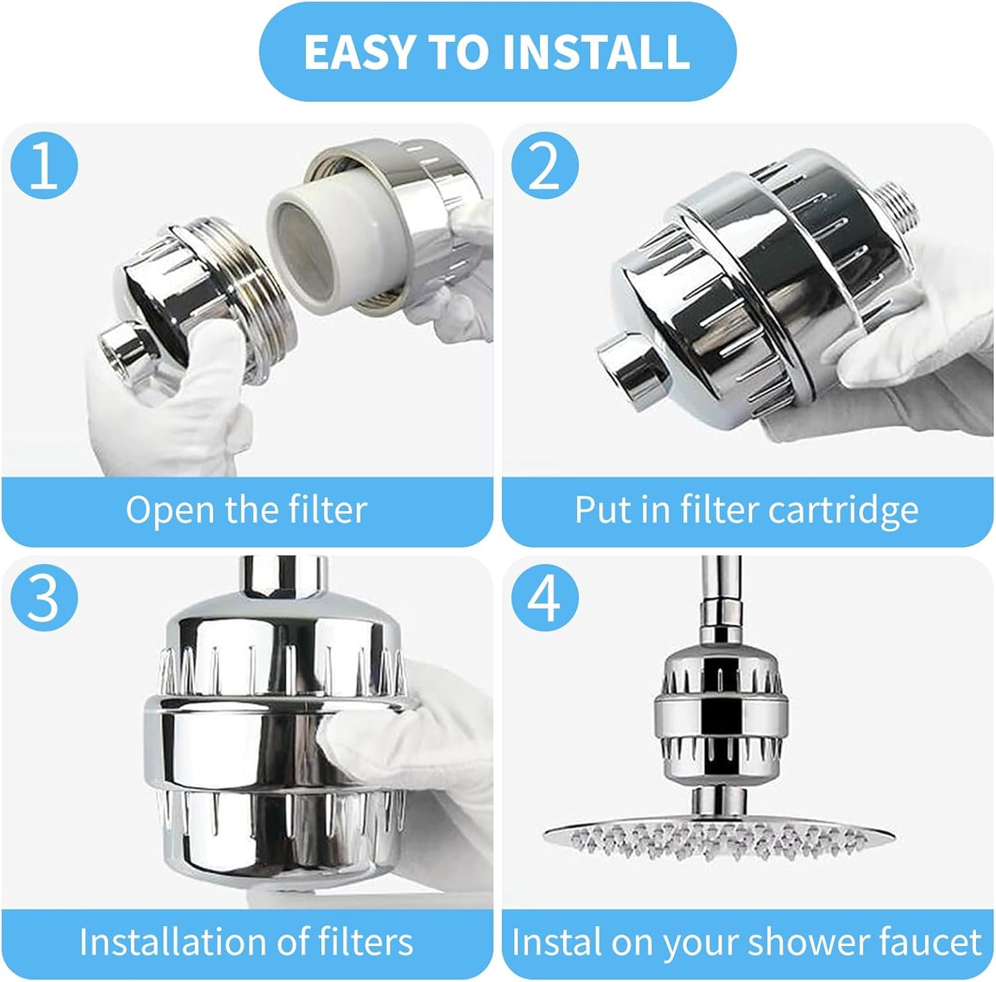 4 Pack*20 Stage Shower Filter Replacement Cartridge for Hard Water Shower Head Filter, Remove Sediment, Heavy Metals, Iron, Other Deposits to Optimize Water Quality (Cartridge Only)