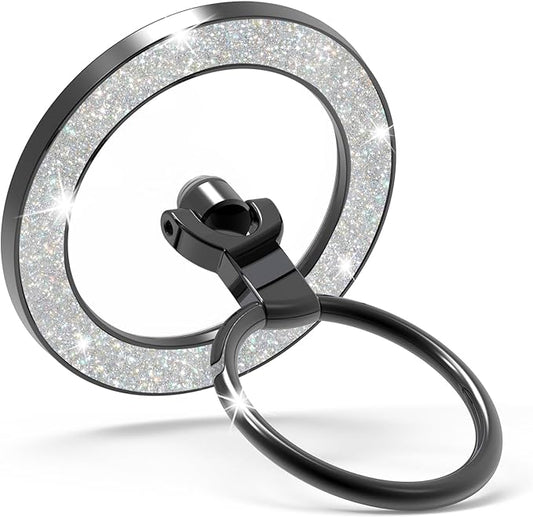 for MagSafe Phone Grip Stand, Magnetic Phone Ring Holder for MagSafe, Magnetic Ring Holder for iPhone. (Glitter Black)
