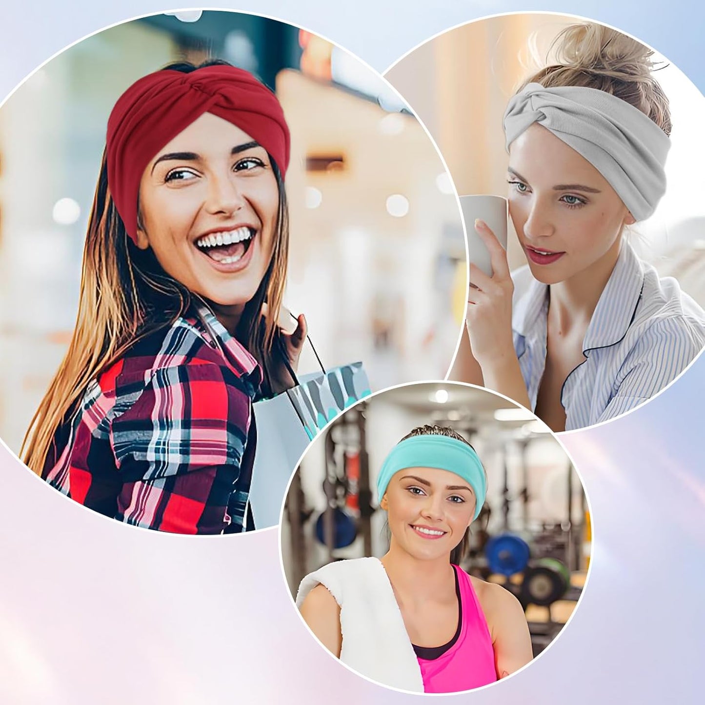 12-Pack Wide Stretch Headbands for Women - Non-Slip Extra Wide Turban Hair Bands for Workout, African Style, Sports & Daily Use (Breathable, All-Day Comfort) Color1 (Color2)