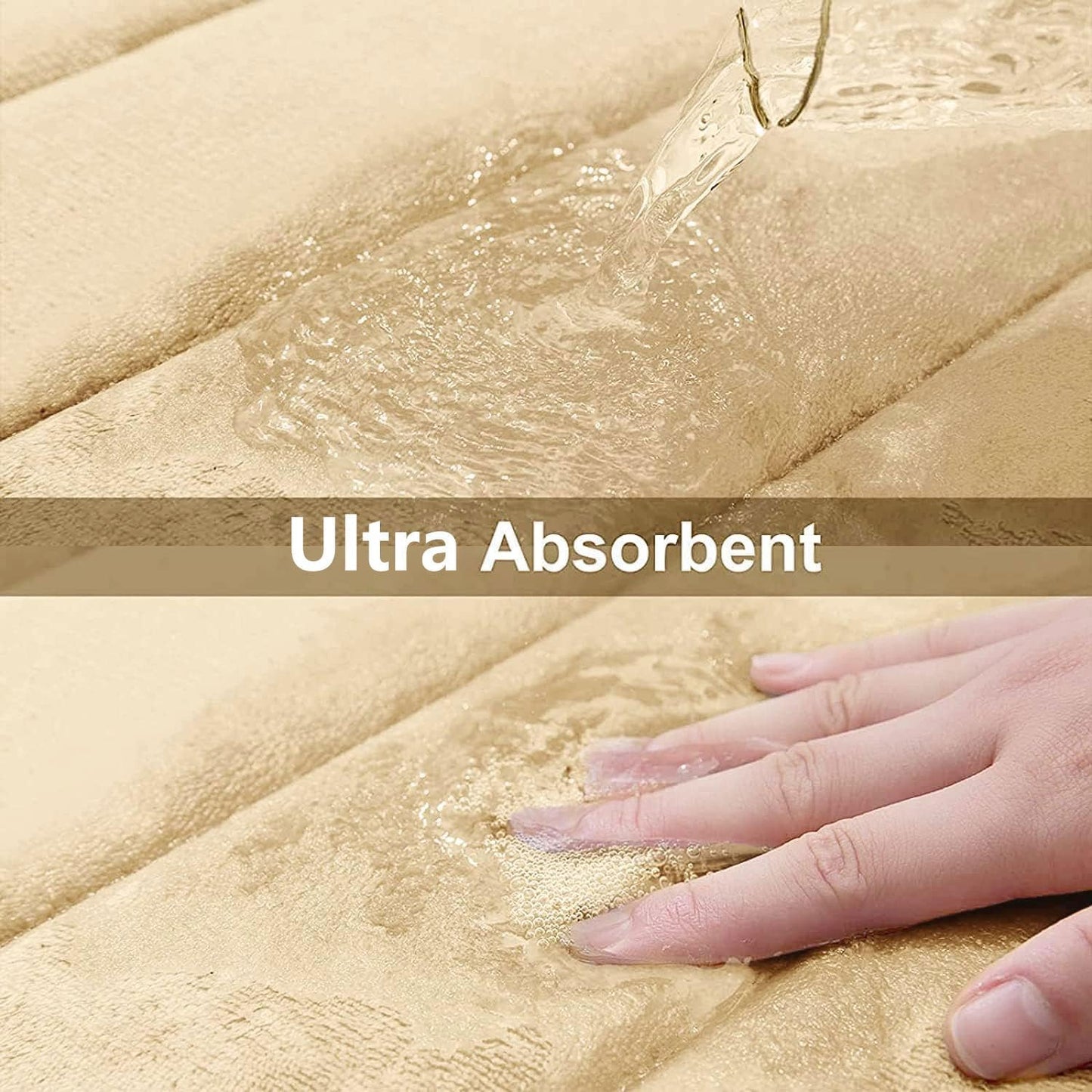 Buganda Memory Foam Bath Mat, 47" x 17", Ultra Soft and Non-Slip Bathroom Rugs, Water Absorbent and Machine Washable Bath Rug Runner for Bathroom, Shower, and Tub, Gold