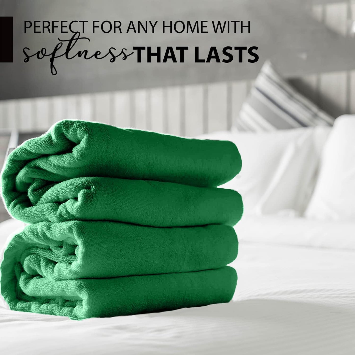 100% Cotton Bath Towels, 24x48 Pack of 6 Towels, Quick Dry, Highly Absorbent, Soft Feel Towel, Gym, Spa, Bathroom, Shower, Pool, Luxury Soft Towels (Light Green, 24x48-6 Pack)