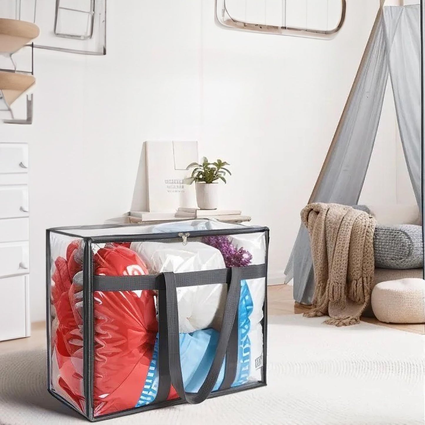 110L Large Capacity Clear Storage Bags with Zipper for Comforters, Blankets, Bedding, Quilts, Pillows – Plastic Storage Bags for Organizing Seasonal Clothes and Household Items