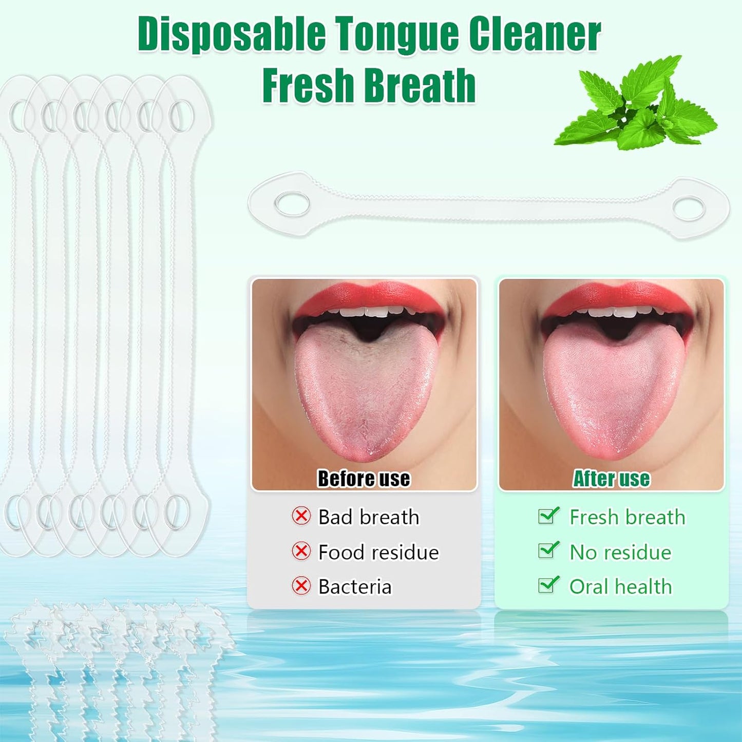 100 Count Disposable Tongue Scraper, Plastic Tongue Cleaner for Adults and Kids, Tongue Scrubber for Oral Care, Promote Fresh Breath