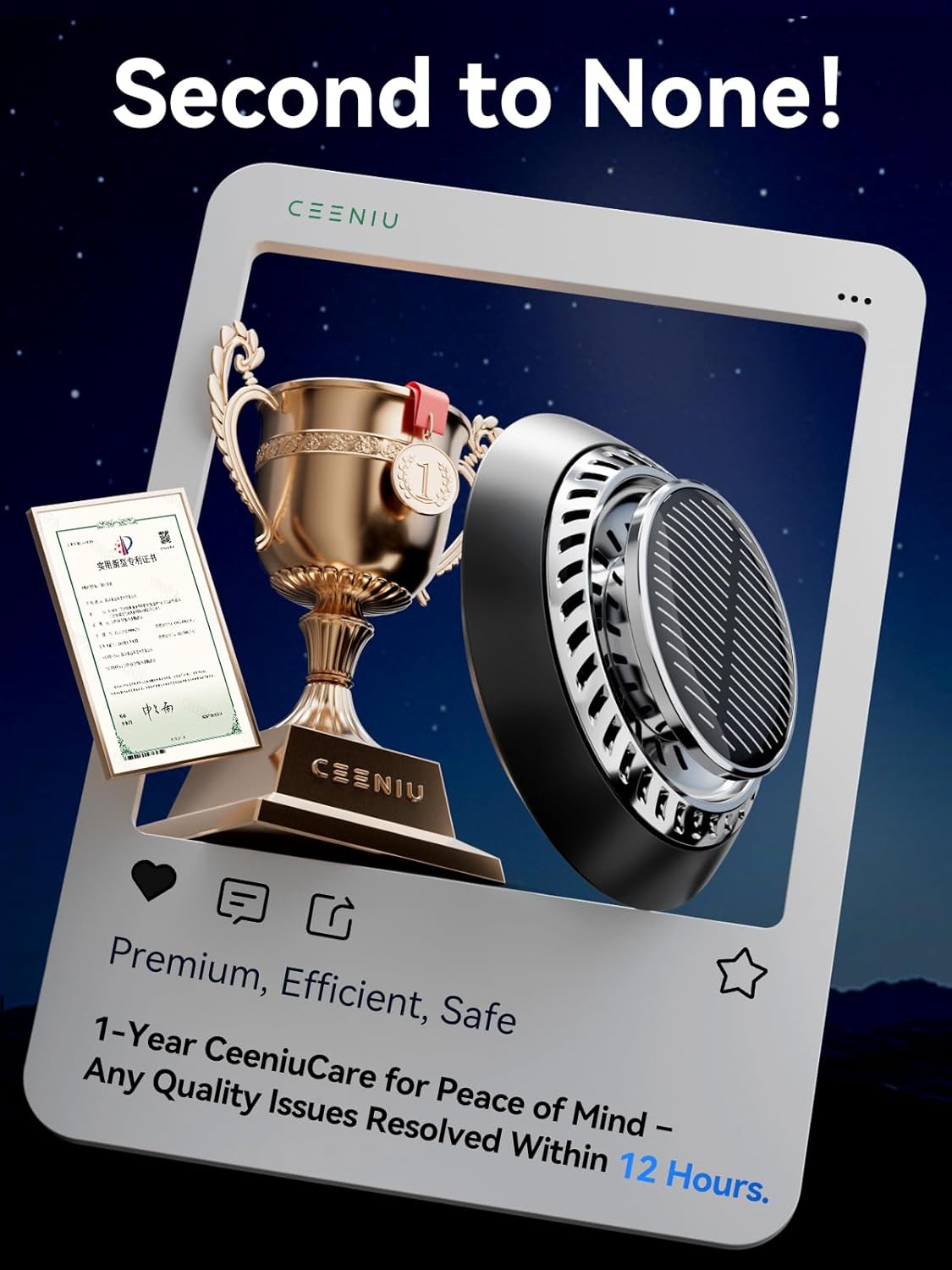 Ceeniu 2025 New UFO Car Air Freshener, Solar Powered Auto Rotary, Aluminum Alloy, Supports DIY perfumes, Natural French Fragrance, Cologne & Mint Ice Scent, Two Oils, F21 Aroma Diffuser, Car Fragrance