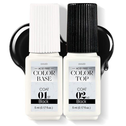 Jofay Fashion Black Gel Polish - All-in-One Step Black Nail Polish 10ml Soak Off LED/UV Lamp DIY Salon Manicure at Home Long Lasting Glossy Finish Home Nail Salon Gift for Women & Girls (0.33 Fl Oz)