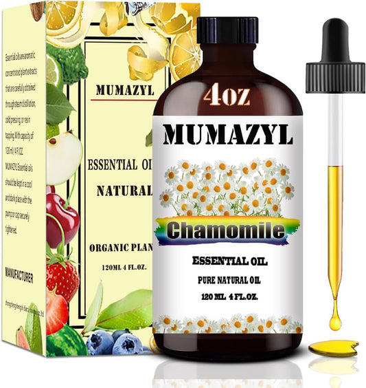 Chamomile Essential Oil, Chamomile Oil 4 Fl Oz 120ML for Diffuser Humidifier Yoga Cleaning DIY Candle Soap Making Essential Oils