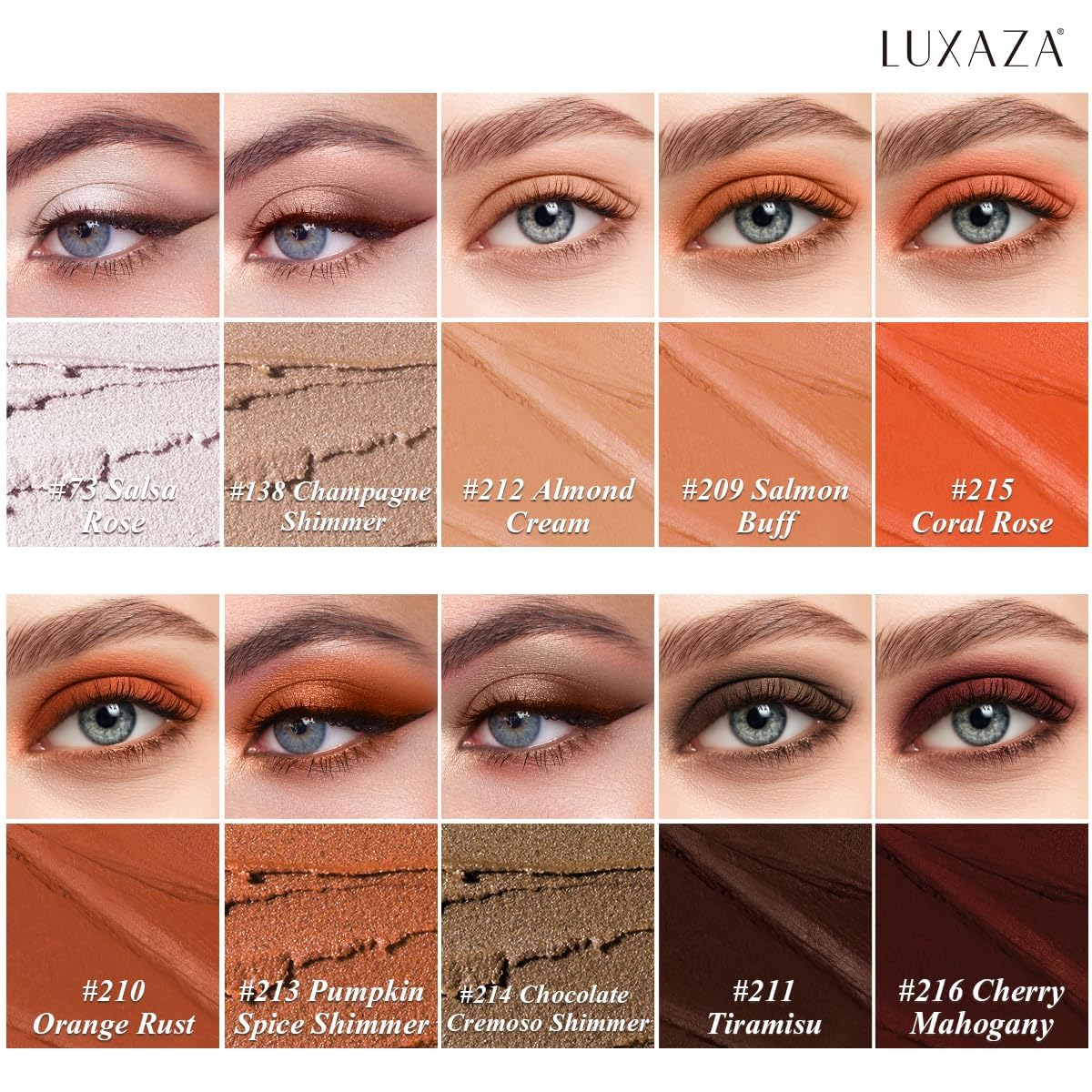 10PCS Eyeshadow Stick,Shimmer And Matte Brown Metallic Cream Eyeshadow Pencil Crayon with Smudge-proof & Waterproof,Eye Brightener Stick