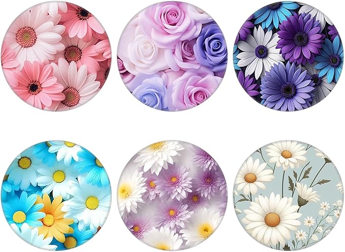 (6 Pack) Collapsible Cell Phone Grip for Smartphones,Expanding Cellphone Holder for Phone - Flower