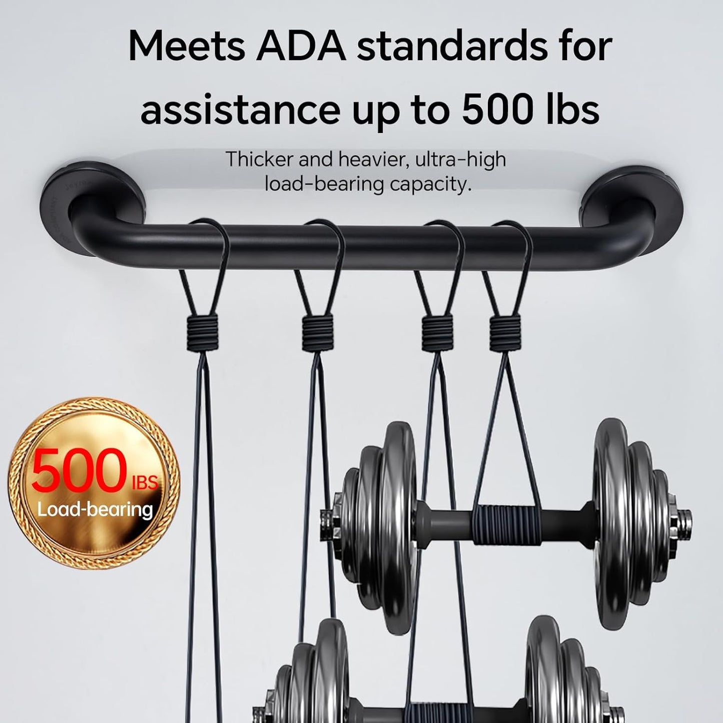 Joyrain 16-inch Bathroom Safety Grab Bar - 500lb Weight Capacity ADA Certified Anti-Slip Handle for Shower/Tub/Toilet, Elderly & Disabled Assist (Matte Black, 36 inch)