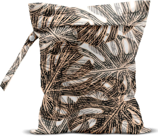 Wet Bag, Wet Dry Bag, Wet Bag for Swimsuit, Travel, Beach, Pool, Diapers, Dirty Yoga Gym Clothes, Makeup Bag, Waterproof Tropical Palm Leaves Decor Jungle Palm Leaf Favors, 12.6” x 10.2”