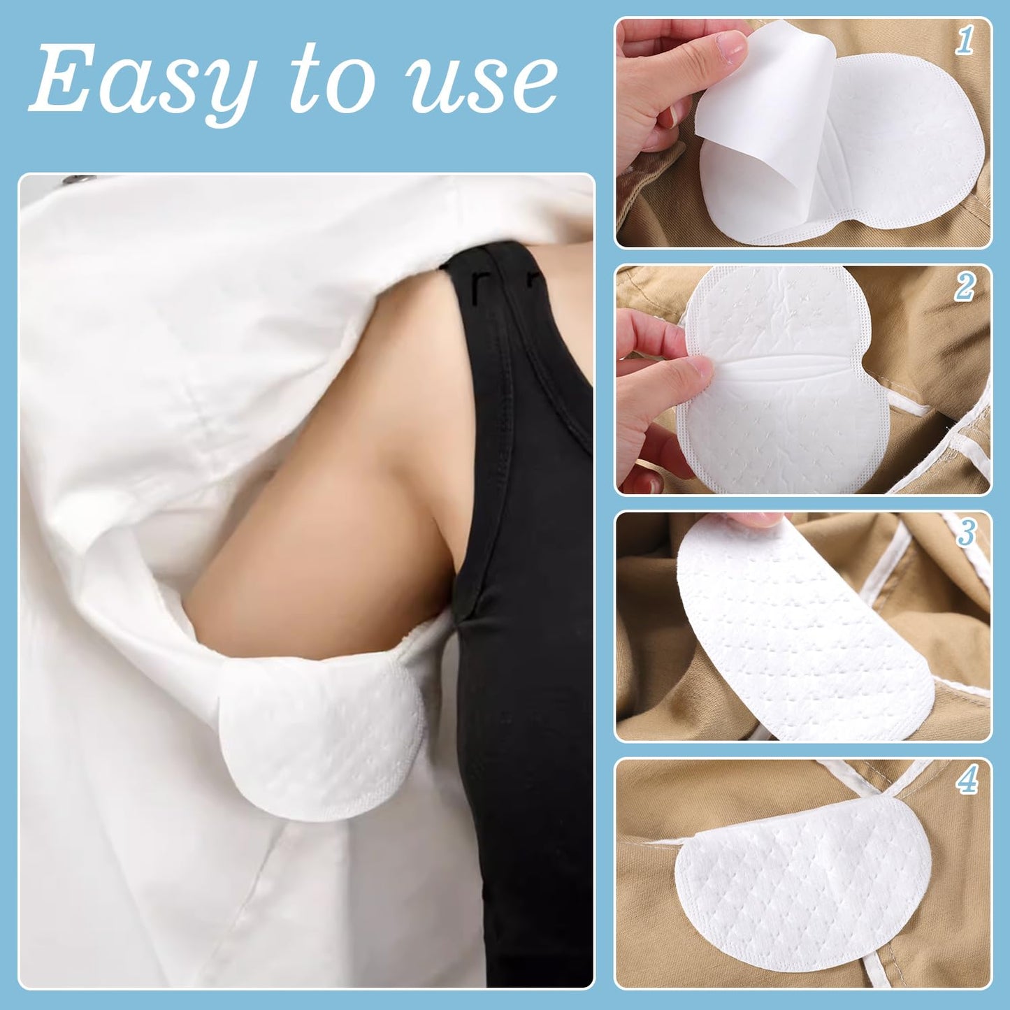 100 Pcs Underarm Sweat Pads, Armpit Sweat Pads for Women and Men, Disposable Underarm Pads for Clothing Sweating Comfortable Unflavored Non Sweat Armpit Protection(5.1 * 3.54 inch, 100)