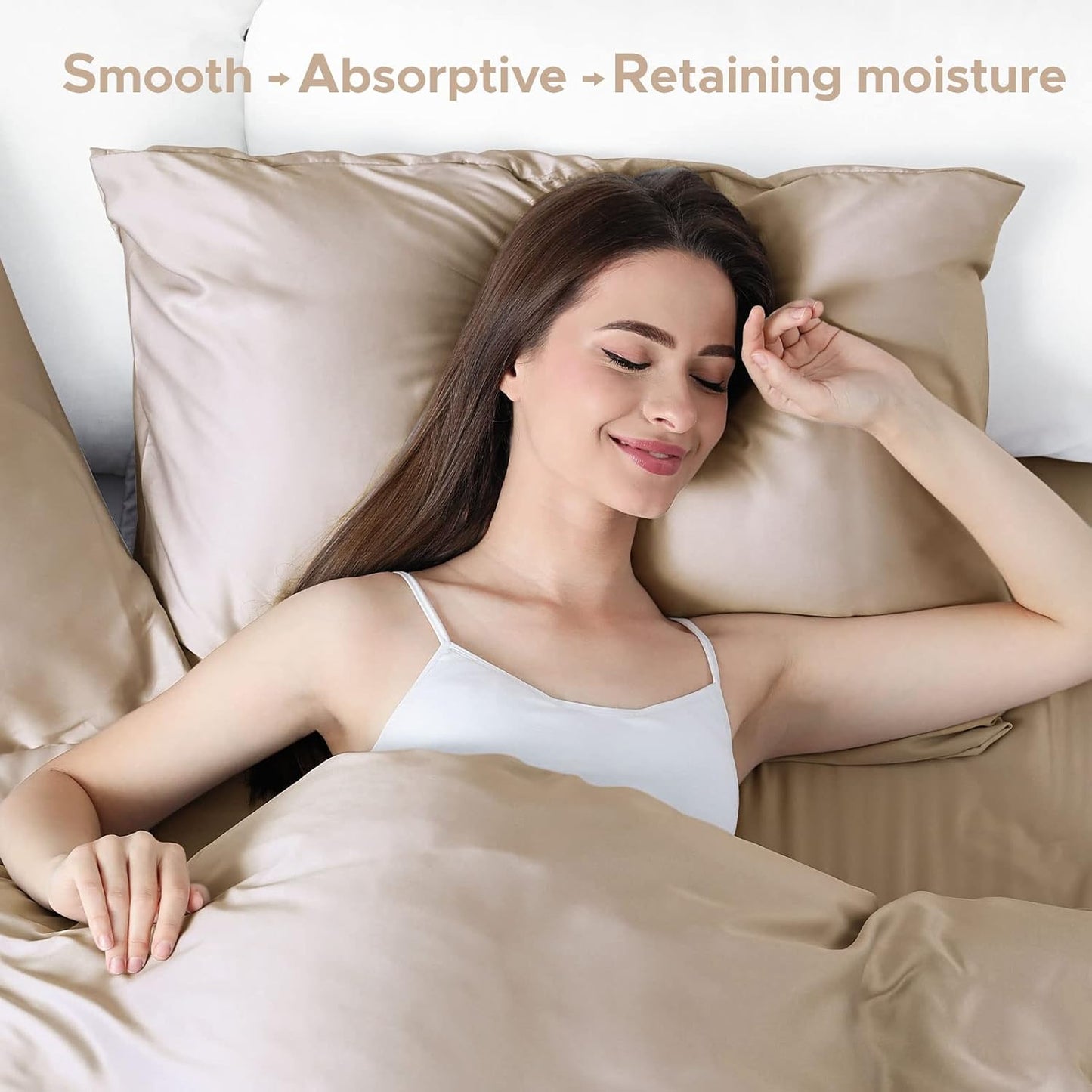 100% Pure Mulberry Silk Pillowcase for Hair and Skin - Allergen Resistant Dual Sides,600 Thread Count Silk Bed Pillow Cases with Hidden Zipper,1pc,Queen Size,Taupe