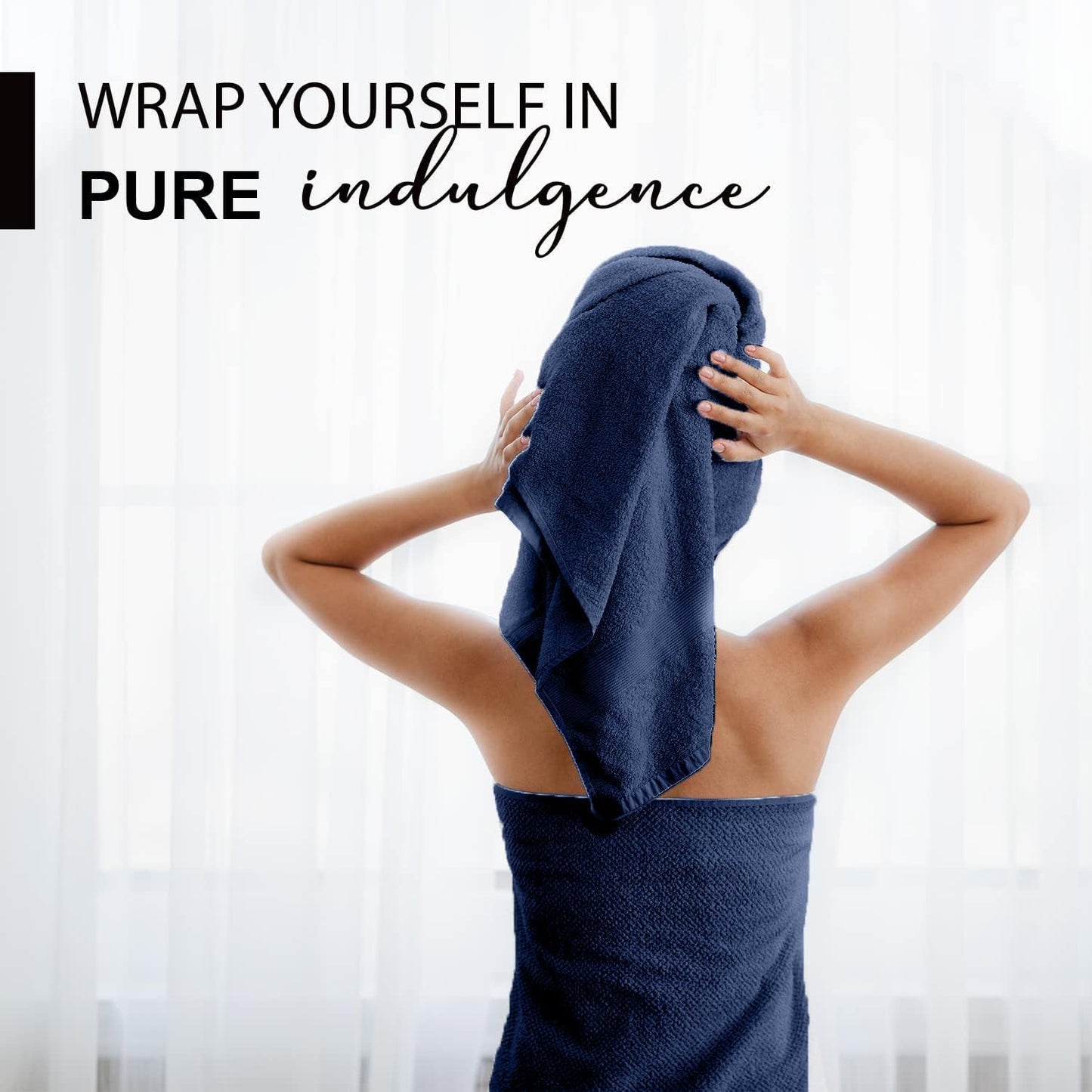 100% Cotton Bath Towels, Navy 24x48 Pack of 6 Towels, Quick Dry, Highly Absorbent, Soft Feel Towel, Gym, Spa, Bathroom, Shower, Pool, Luxury Soft Towels (24x48-6 Pack, Navy)