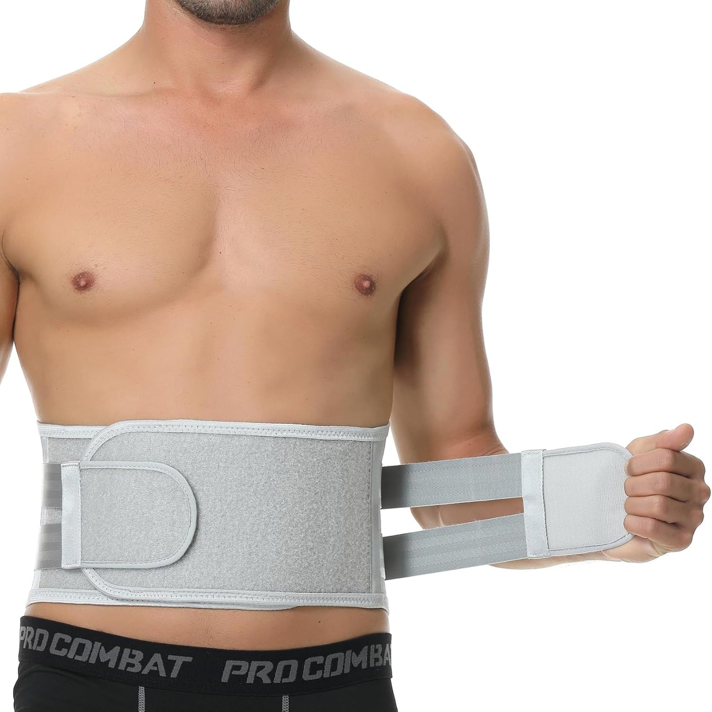 NeoTech Care Back Support Belt - Breathable & Adjustable Lower Back Brace - Double Pull Compression Straps (Grey, Size M)