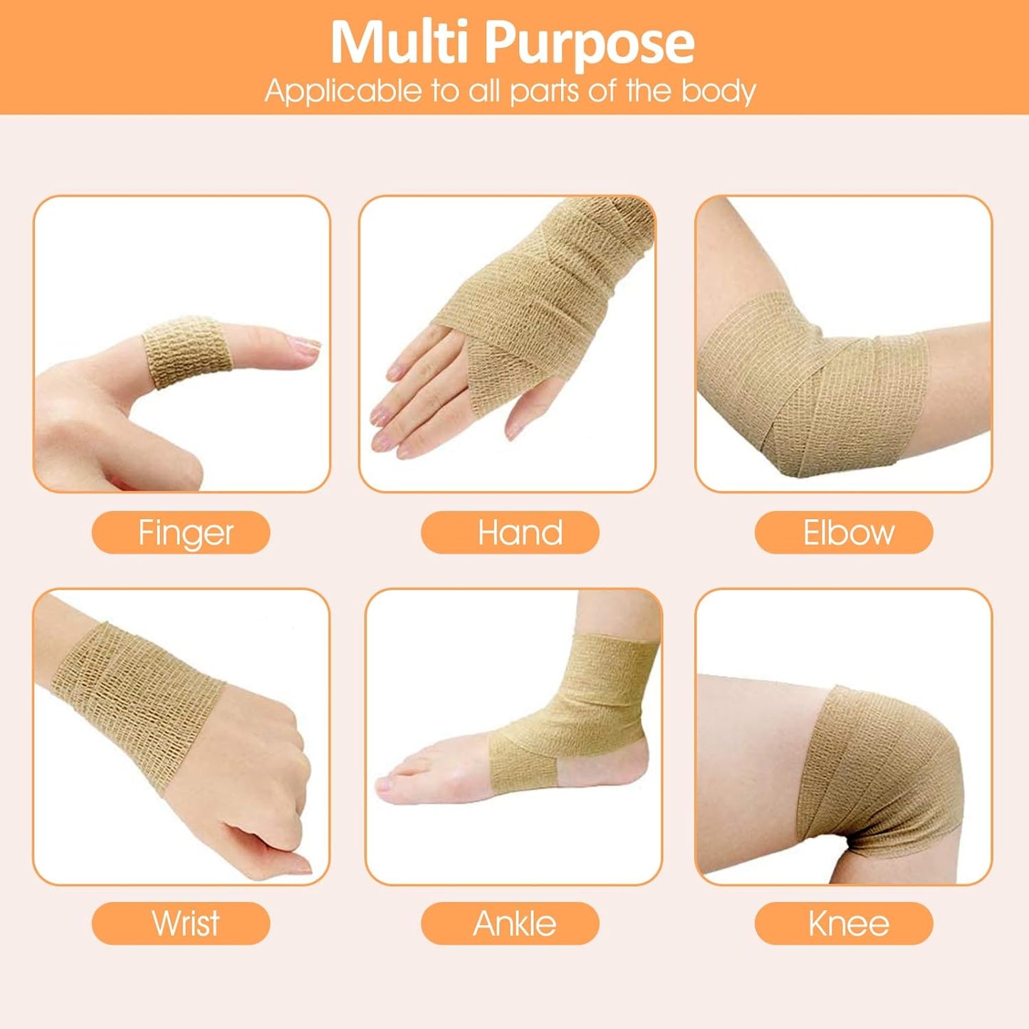 1"/2"/3" Self Adhesive Bandage Wraps, 9 Pack Skin Color Self Bandage Wrap for Wounds, Vet Wrap, Ankle Tape, Tattoo Tape Wrap, Medical Tape, Color Athletic Tape