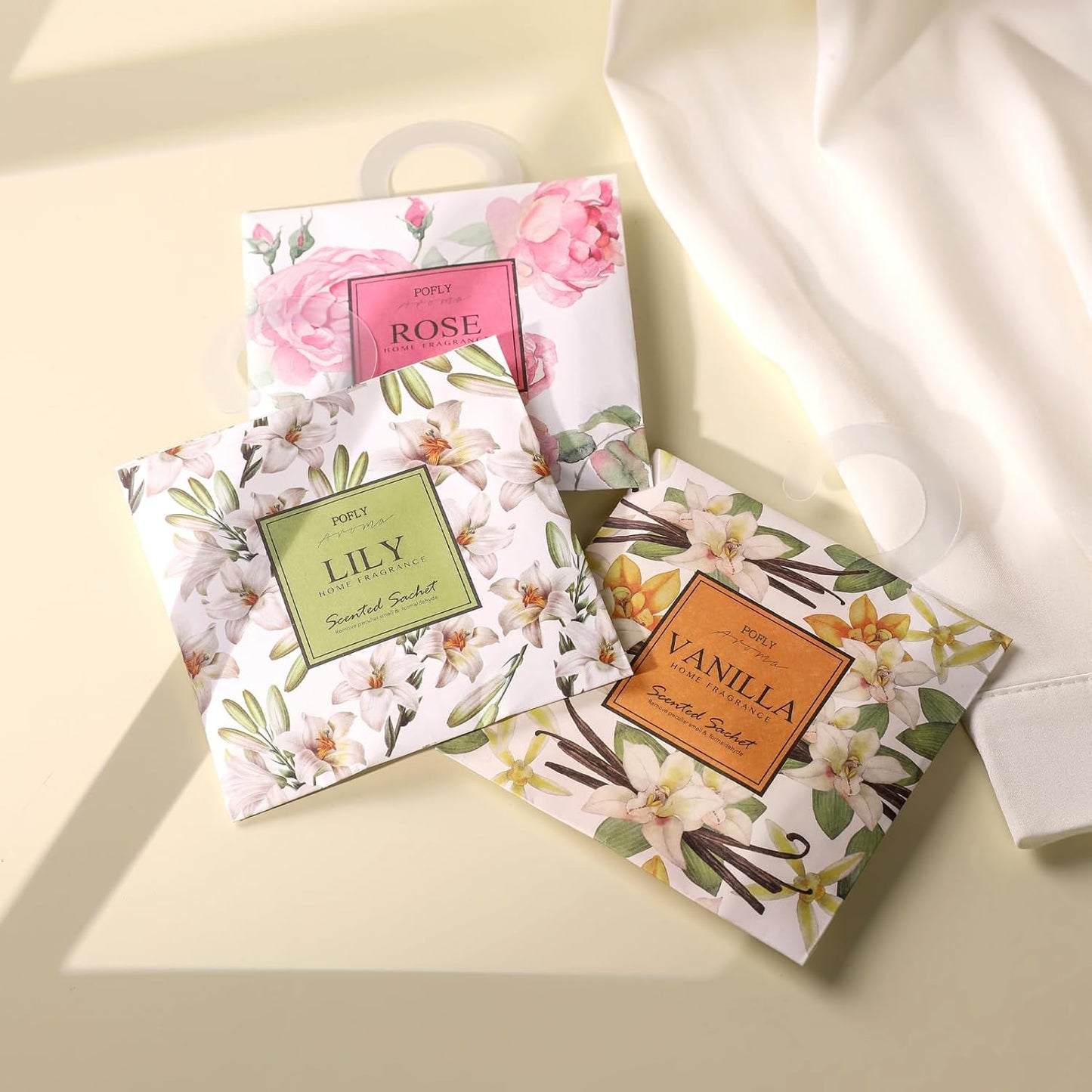 12 Packs Rose Scented Sachets – Long-Lasting Air Freshener & Closet Deodorizer for Drawers, Closets, Cars & Wardrobes