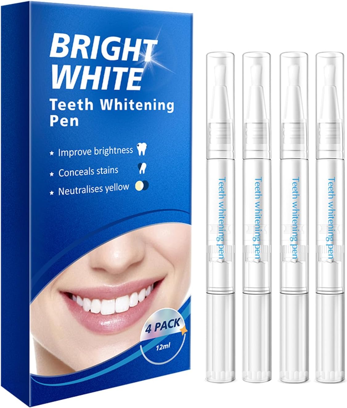 Teeth Whitening Pen - Professionally Stain Removal Teeth Whitening Gel Formula, No Sensitivity Effective Teeth Whitener, Mint (4 Pack)