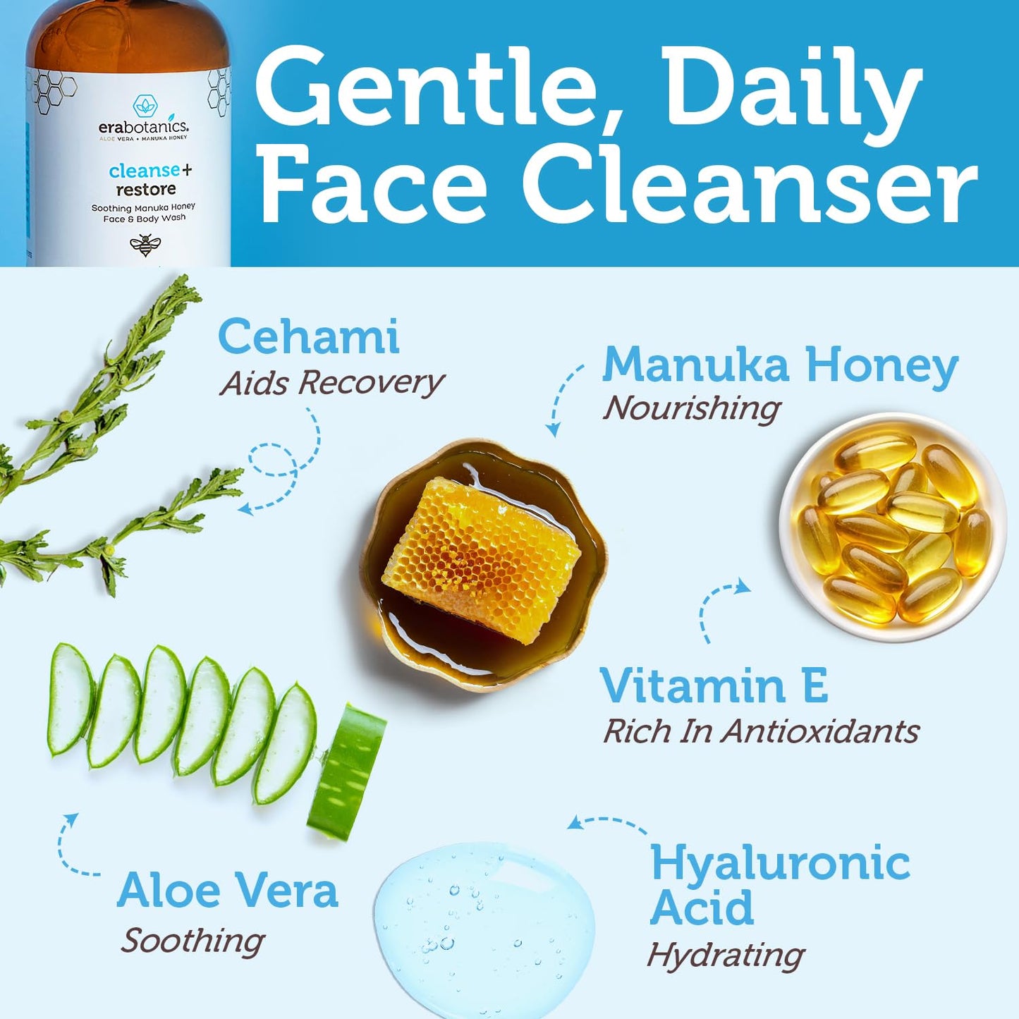 Era Organics Redness Relief Cream & Face Wash – Soothing Anti-Redness Moisturizer + Manuka Honey Face Wash for Sensitive Skin – Calming Face Care Bundle for Redness, Dryness & Irritation