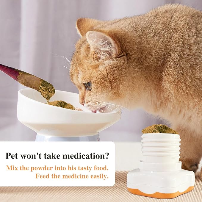 Johnbee Pill Crusher, Pill Grinder Fine Powder Extremely Fine. Storage Compartment. Pill Crushers for Elderly, Family and Pets. Silicone Edges. Grind Multiple Pills at Once - Cleaning Brush (Orange)