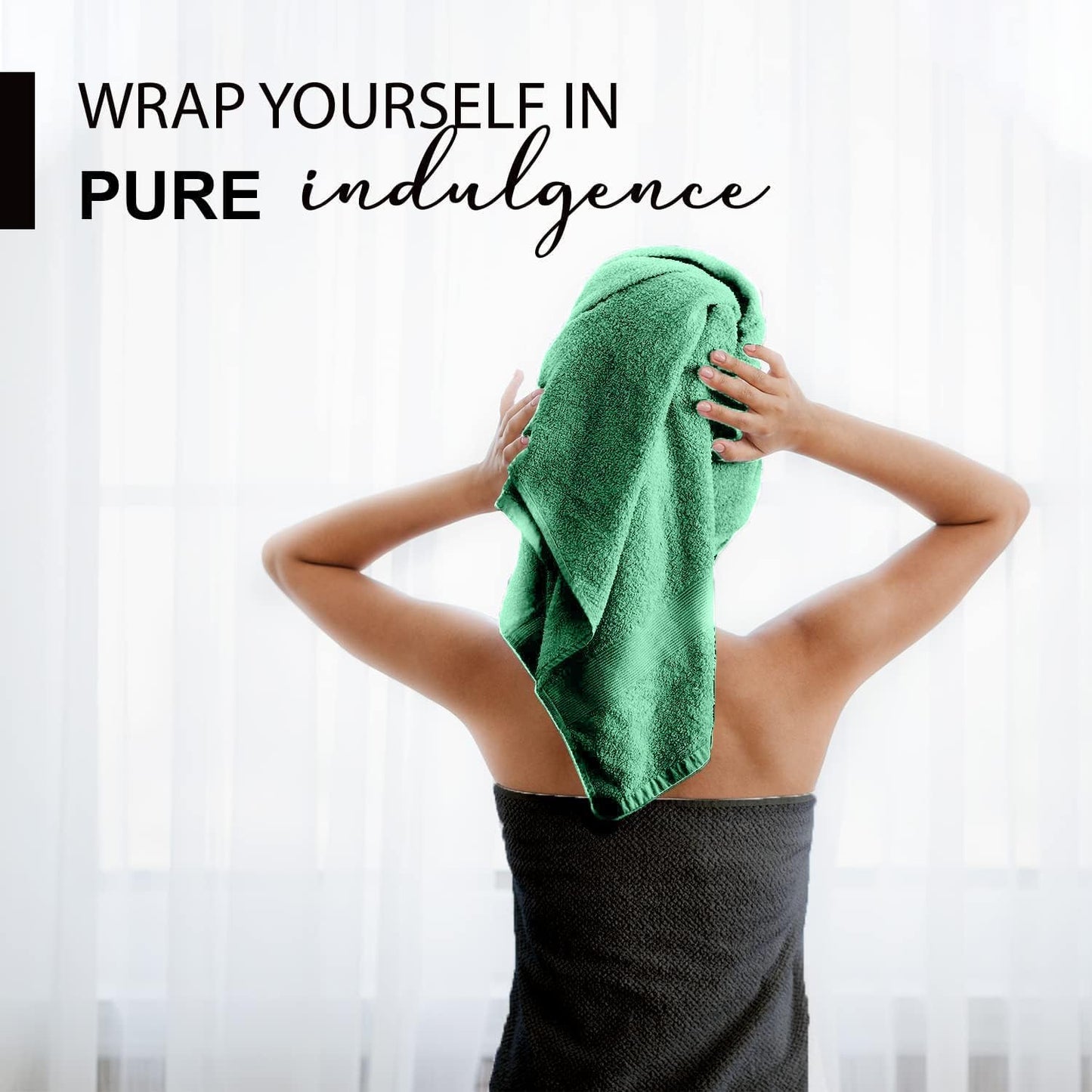 100% Cotton Bath Towels, 24x48 Pack of 6 Towels, Quick Dry, Highly Absorbent, Soft Feel Towel, Gym, Spa, Bathroom, Shower, Pool, Luxury Soft Towels (Light Green, 24x48-6 Pack)