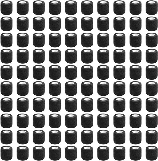 100 Rolls Self Adhesive Bandage Wrap 2 inch Cohesive Bandage Wrap Stretch Bandages Wraps Tape Black Elastic Self-Adherent Tape for Wrist Ankle Sports Swelling Sprains