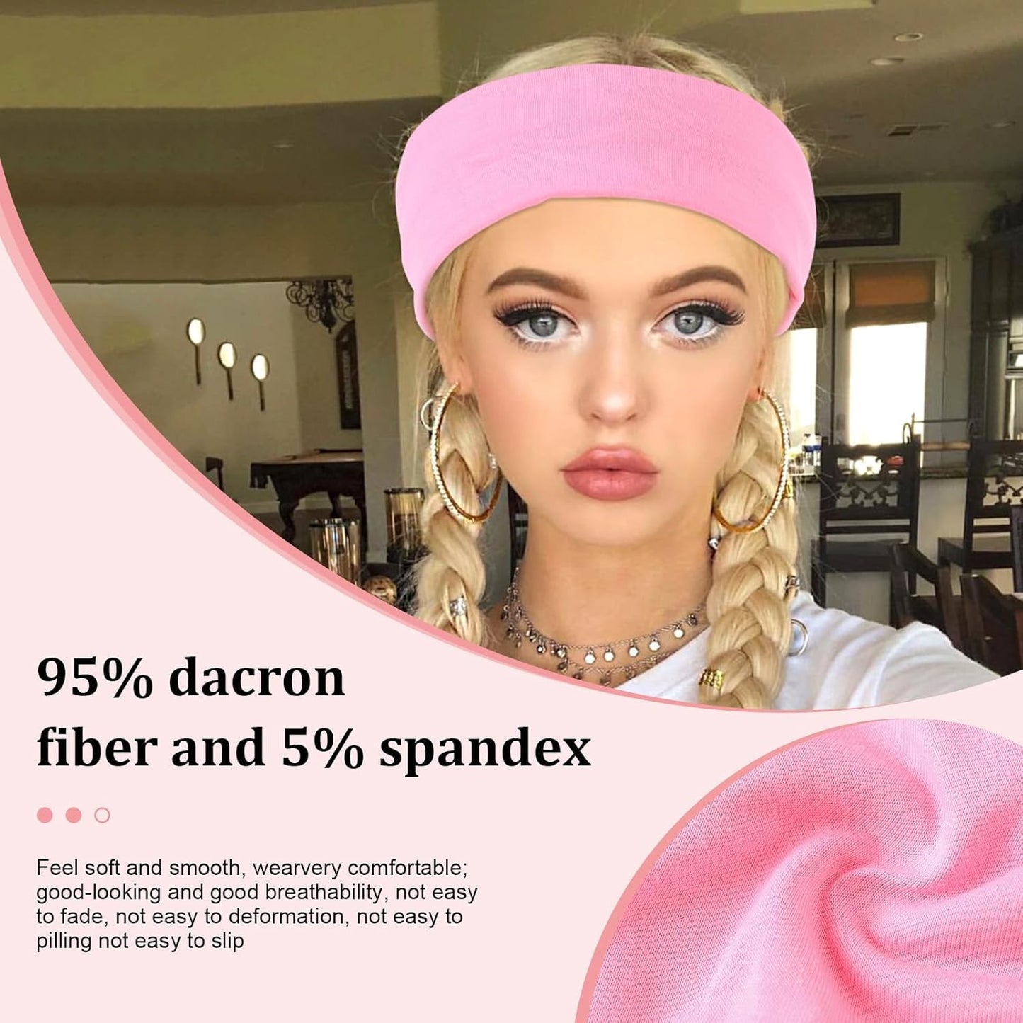 12-Pack Wide Stretch Headbands for Women - Non-Slip Extra Wide Turban Hair Bands for Workout, African Style, Sports & Daily Use (Breathable, All-Day Comfort) Color1 (Color2)