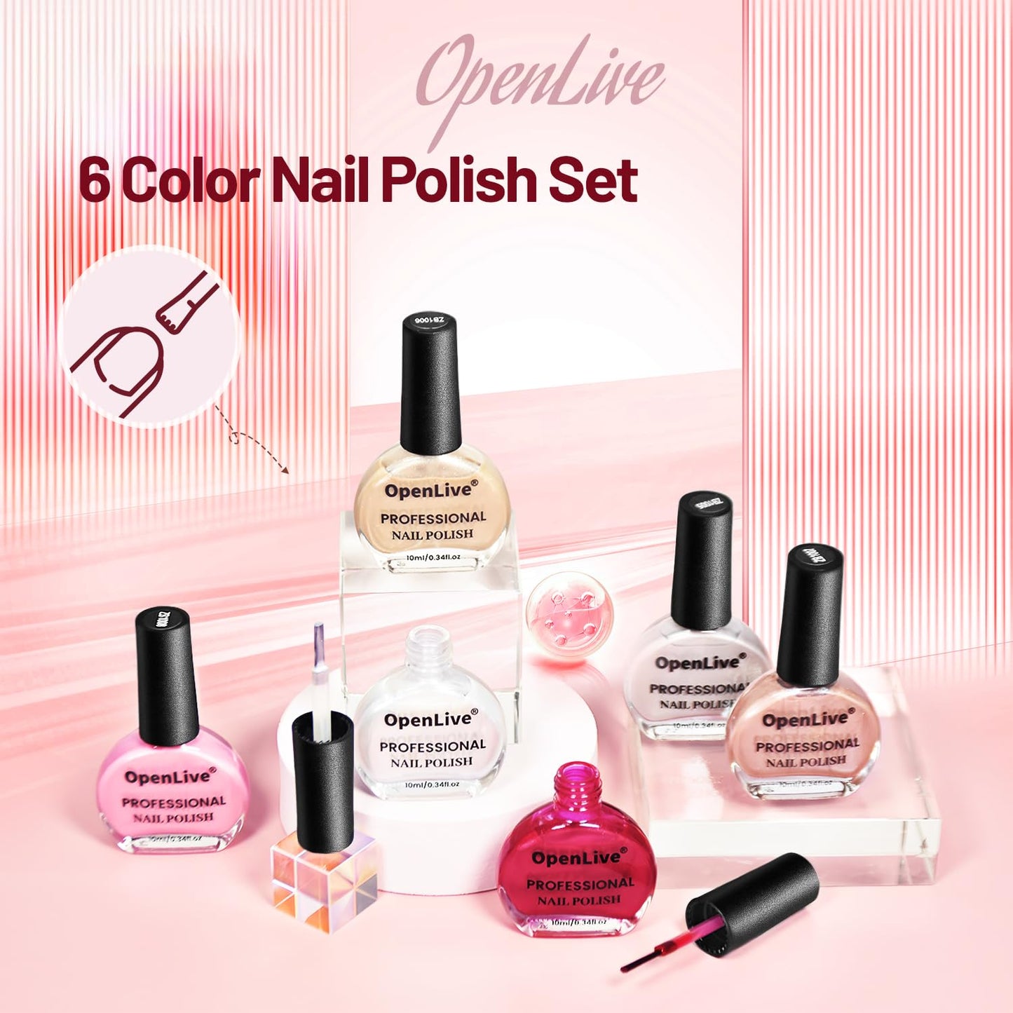 10ml Glitter Nail Polish Set 6 Colors Glitter Red Pink White Nail Polish Set for Nail Art