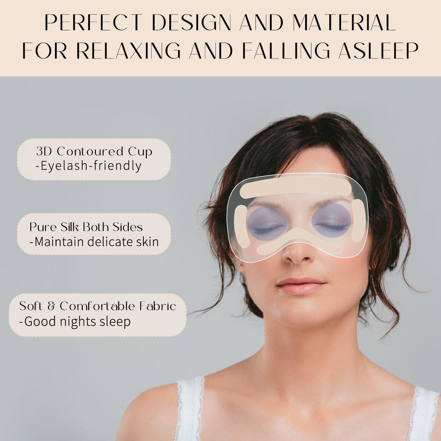 100% 22 Momme Mulberry Silk Sleep Mask, Eye Cover for Sleeping, Blackout 3D Sleep Masks for Lash Extensions with Adjustable Strap for Men and Women (Caramel)