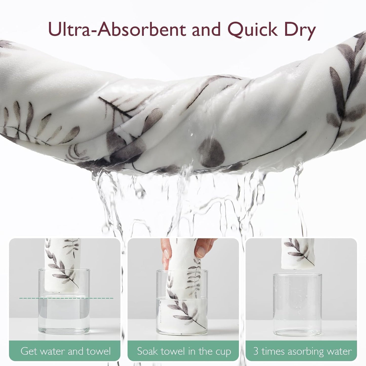 Momcozy Hooded Baby Towel, 2 Pack and Cotton Bath Towel with Hooded, Large 35 X 35 Inch, Baby Towel Set for Boy or Girl,Infant and Kid, Ink Wash Leaves