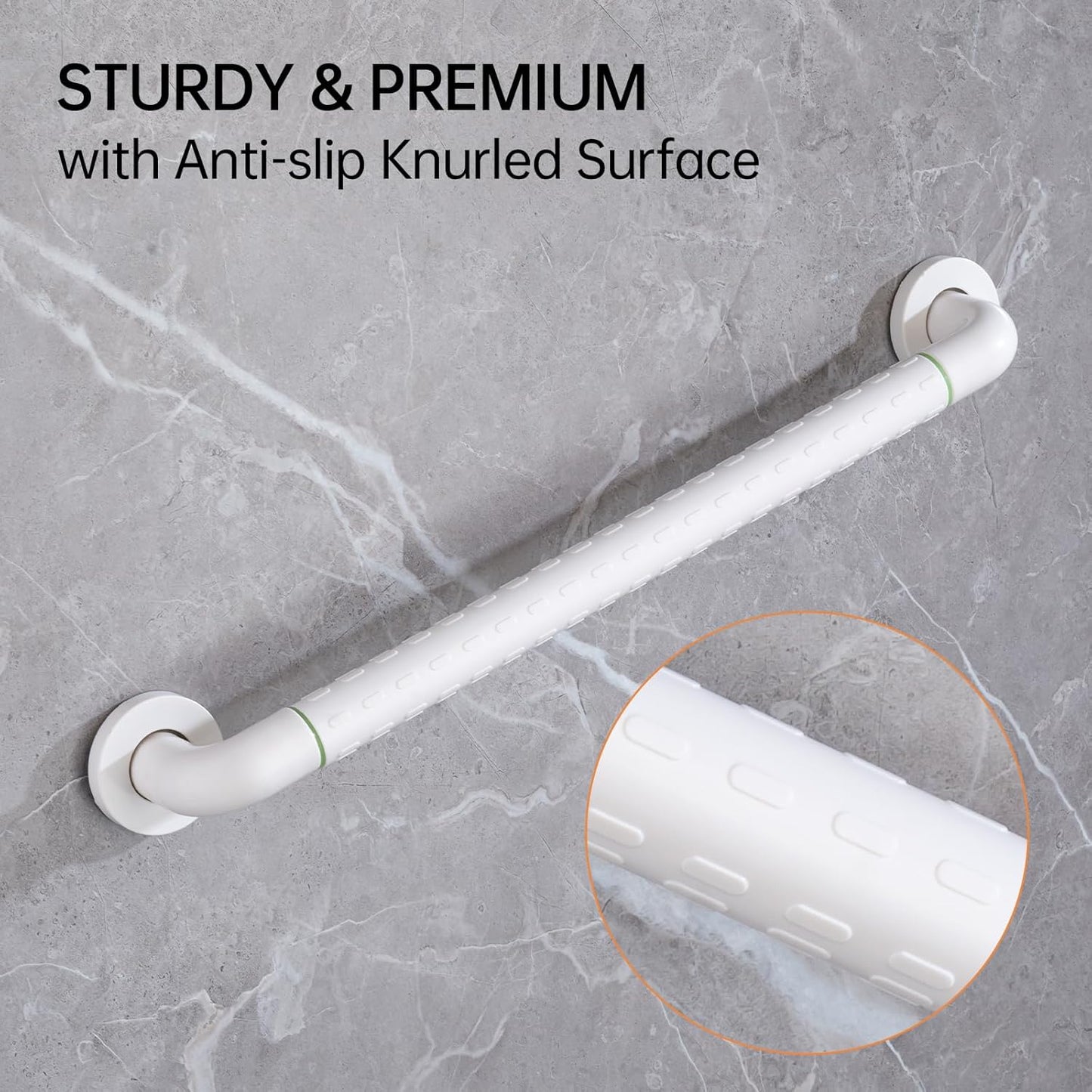 Joyrain 16-inch Bathroom Safety Grab Bar - 500lb Weight Capacity ADA Certified Anti-Slip Handle for Shower/Tub/Toilet, Elderly & Disabled Assist (White（1-Pack）, 16 inches (Overall Length 400mm))