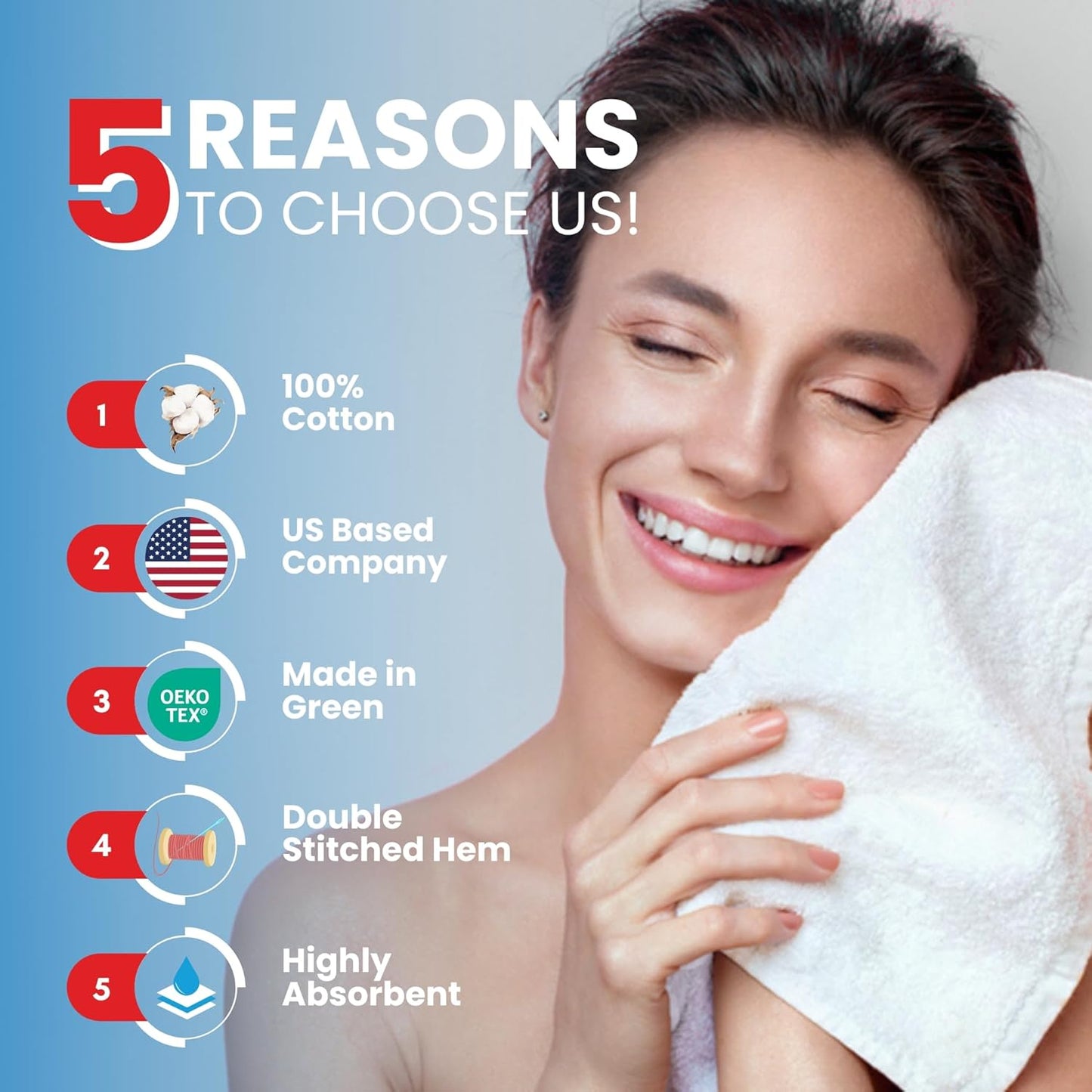 Infinitee Xclusives Luxury Wash Cloths for Showering [13x13] – 100% Cotton Washcloths [Pack of 12], Soft and Absorbent Face Towels for Bathroom Wash Clothes, Gym, and Spa (Eloquent Blue)