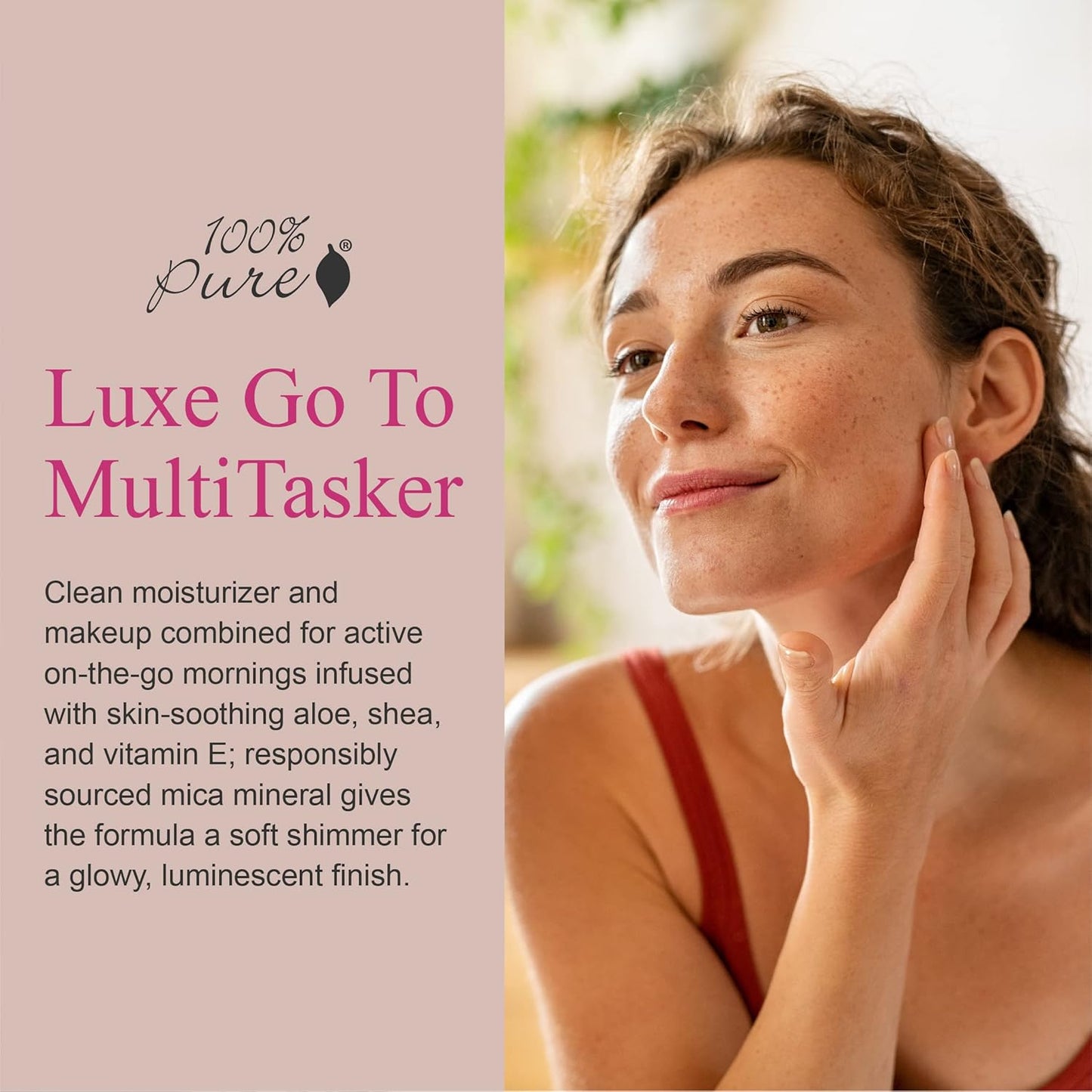 100% PURE BB Cream Shade 20 Aglow Full Face Coverage Skin Care & Glow - All-In-One Primer Concealer & Foundation Makeup - Shimmery, Dewy Youth Medium Color w/Warm Undertone - Vegan - 1 Fl Oz