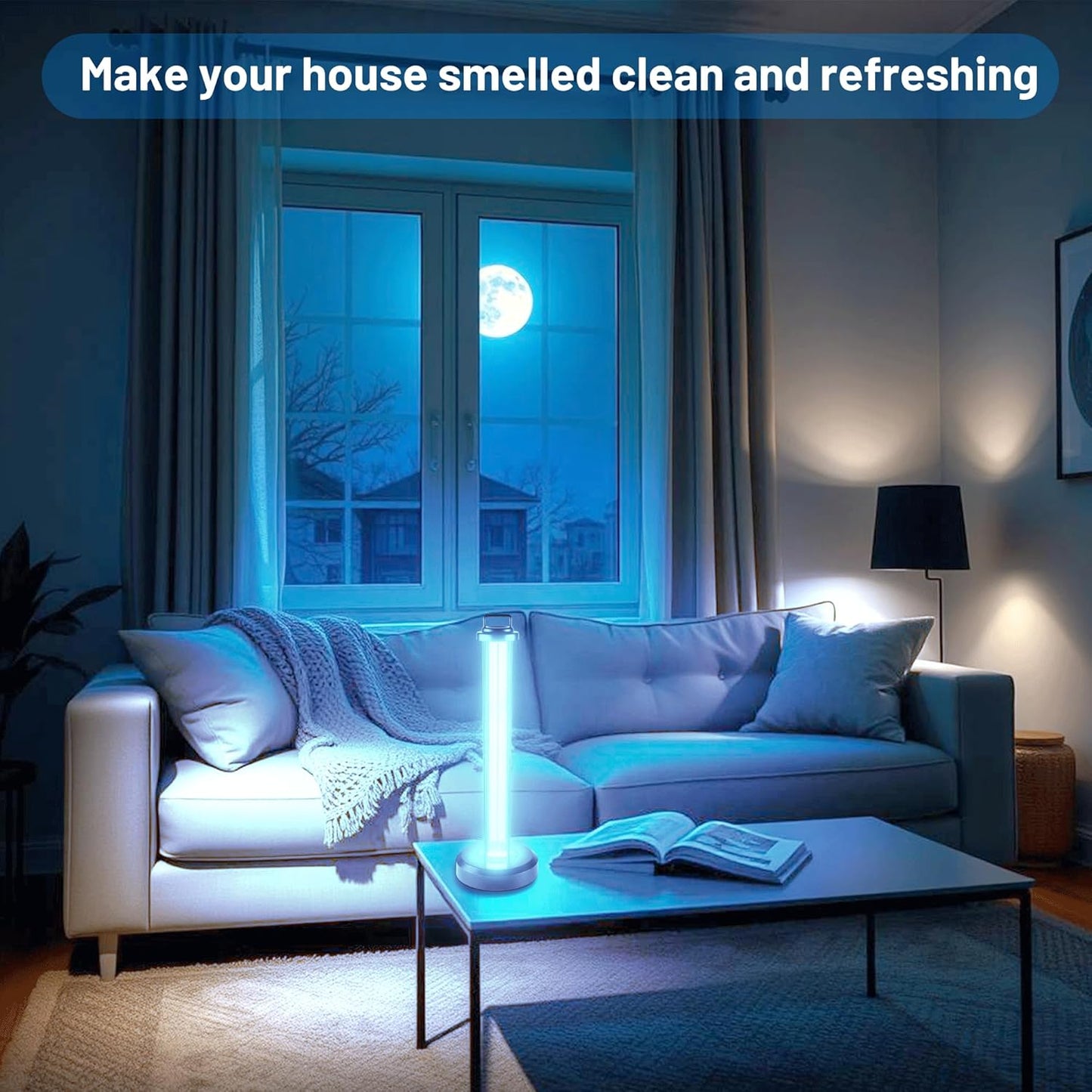 100W UV Sanitizer Light, Portable Ultraviolet Light with 3-Gear Timer and Remote Control, 110V, 99.99% UVC Ozone Free UV Lamp for Home, Office, Hotel, School