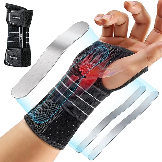 Carpal Tunnel Wrist Brace, Night Wrist Support No Pressure on Thumb, Lightweight Hand Brace for Sleeping Work, Splint Stabilizer Pain Relief for Sprain Arthritis, Gray Right Hand, Size M