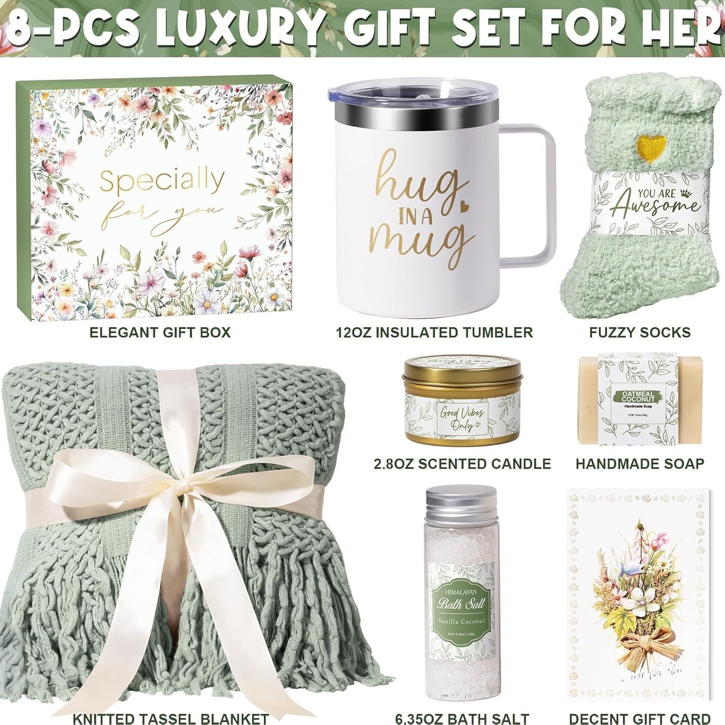 Self Care Gifts for Women Get Well Soon Gifts, Birthday Gifts for Women Care Package, Sympathy Gift Baskets Spa Gifts Set, Thinking of You Inspirational Christmas Gifts for Mom Her Friend Sister Wife