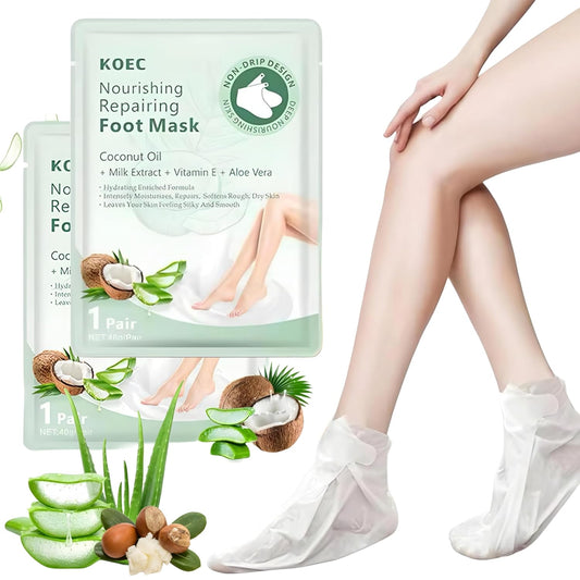 (2-Packs) Instant Repair Ultra Hydrating Foot Mask + Vitamin E, Aloe Vera, Milk Extract & 5 other Herbs | Super Moisturising & Hydrates Cracked Heels Peel Off Dead Skin | Baby Soft Feets