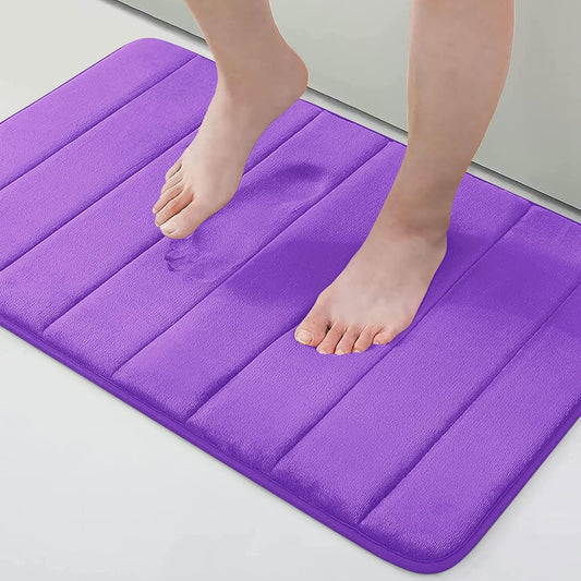 Buganda Memory Foam Bath Mat, 30" x 20", Ultra Soft and Non-Slip Bathroom Rugs, Water Absorbent and Machine Washable Bath Rug for Bathroom, Shower, and Tub, Purple