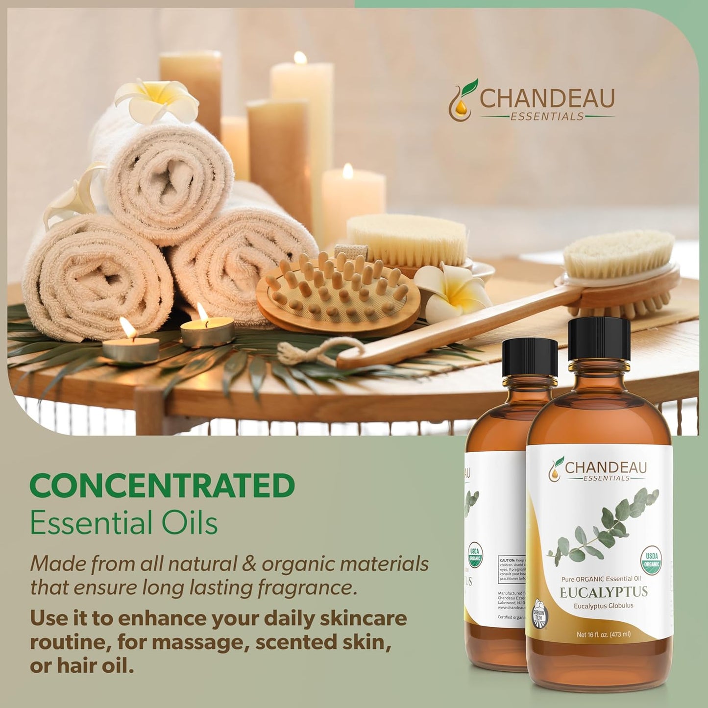 100% Pure Organic Essential Oil, Pure Eucalyptus Essential Oil for Aromatherapy, Soap Making, Candles, Laundry, Perfume, Cleaners or Diffusers - Large Amber Glass Bottle, 16 oz.